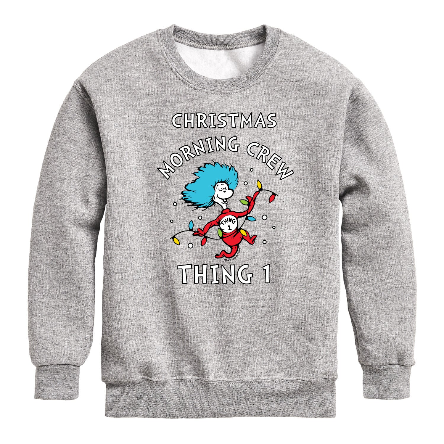 The Cat in the Hat - Christmas Morning Crew Thing 1 - Toddler And Youth Crewneck Fleece Sweatshirt - Image 2
