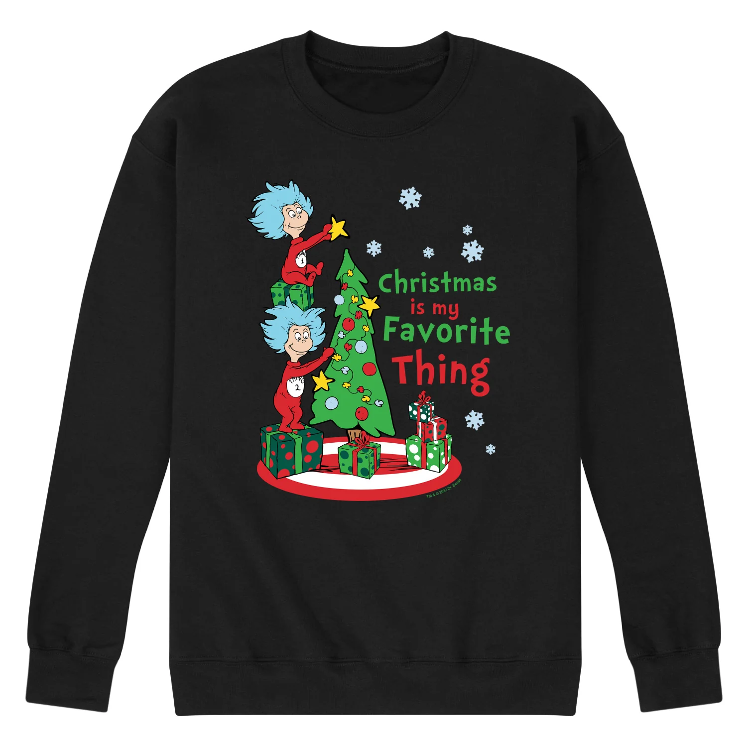 Cat in the Hat - Christmas Is A Family Thing - Men's Crew Neck Fleece Pullover - Image 2