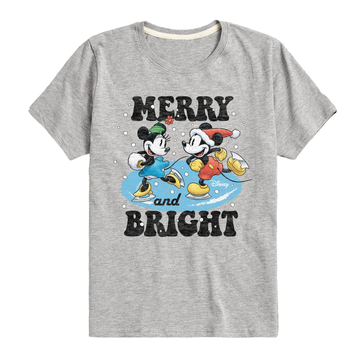 Disney - Mickey and Minnie Merry And Bright Christmas - Toddler & Youth Short Sleeve Graphic T-Shirt
