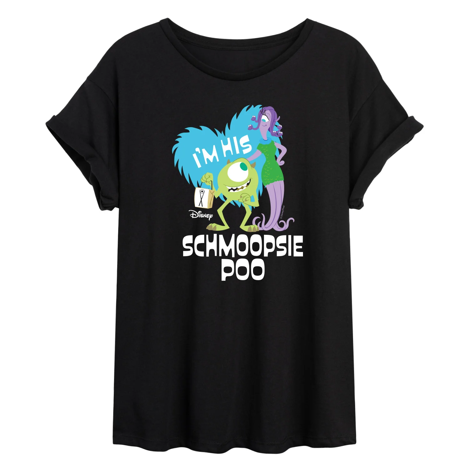 Monsters Inc - I'm His Schmoopsie Poo - Juniors Oversized Graphic T-Shirt