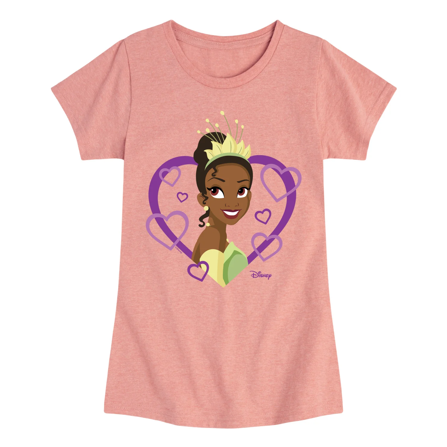 Disney Princess - Tiana Hearts - Toddler And Youth Girls Short Sleeve Graphic T-Shirt