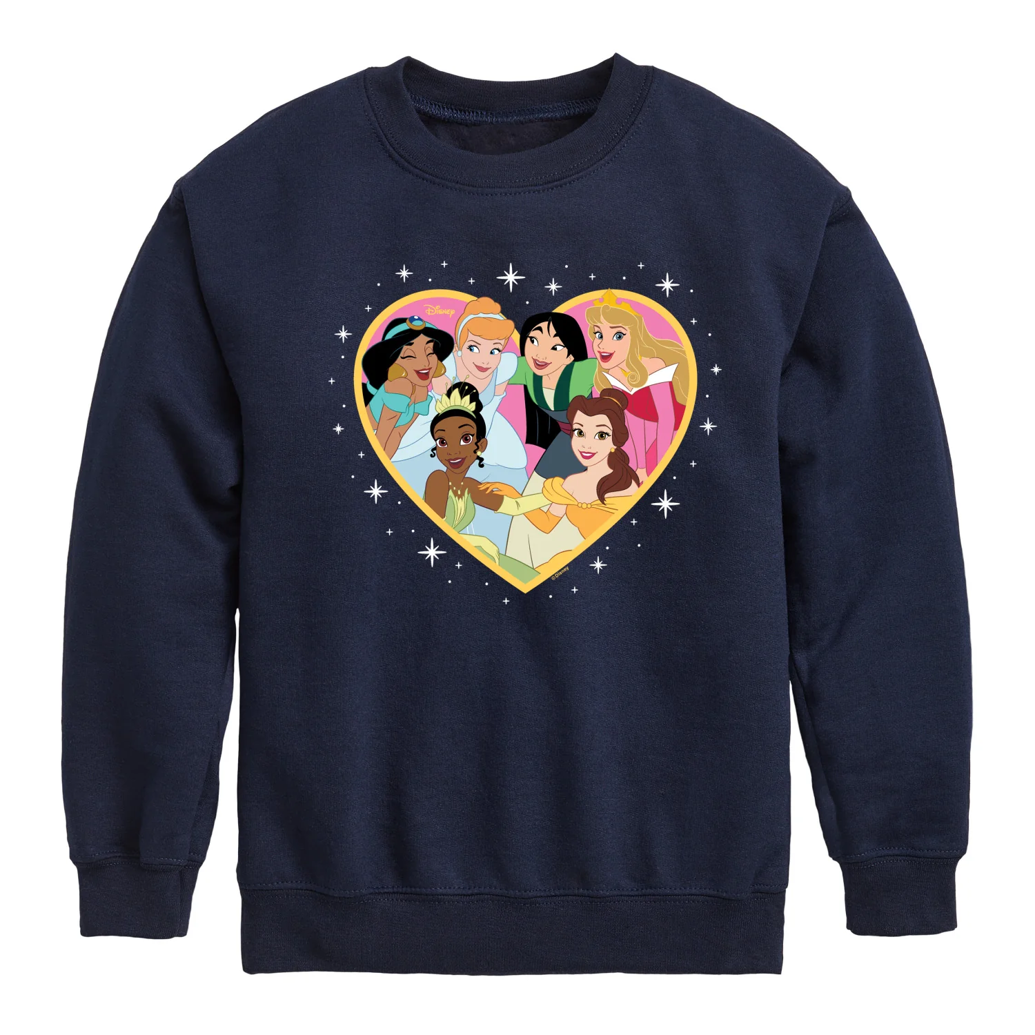 Disney Princess - Princess Group Heart - Toddler and Youth Long Crewneck Fleece Sweatshirt - Image 5