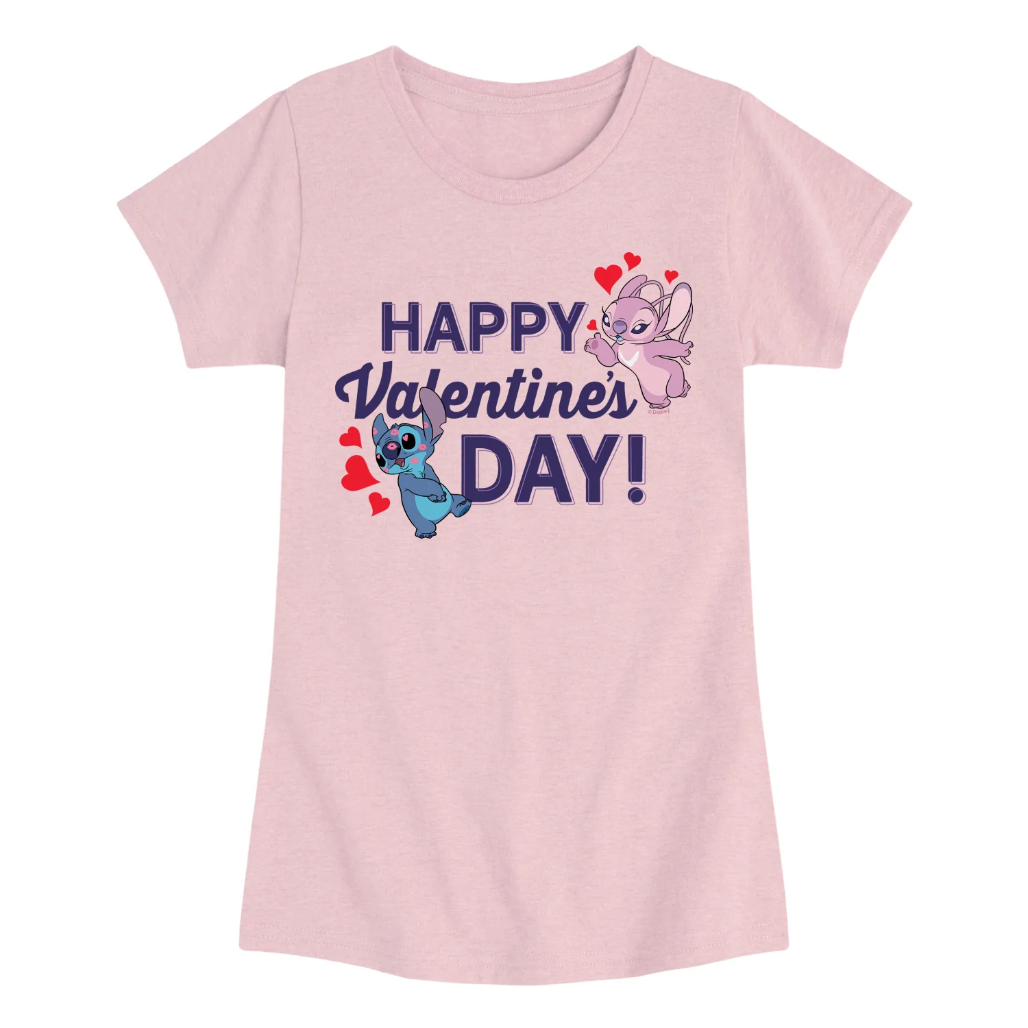 Lilo & Stitch - Happy Valentine's Day - Youth Girls Fitted Short Sleeve T-Shirt - Image 3