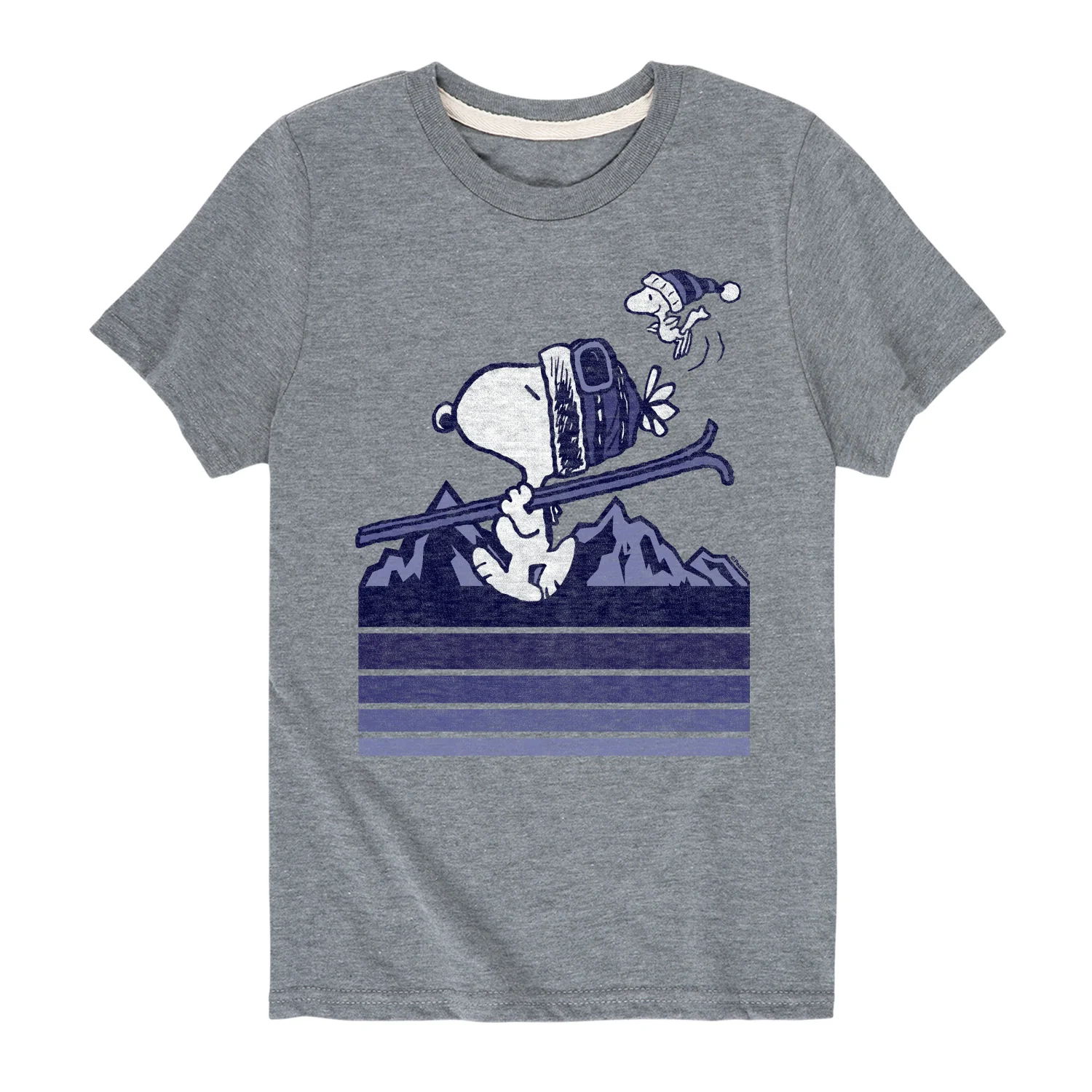 Peanuts - Snoopy Woodstock Ski Stripes - Toddler And Youth Short Sleeve Graphic T-Shirt