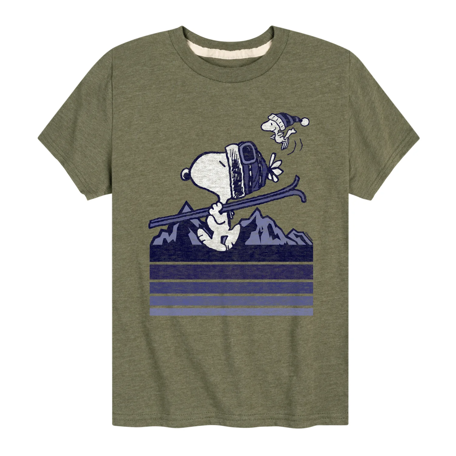 Peanuts - Snoopy Woodstock Ski Stripes - Toddler And Youth Short Sleeve Graphic T-Shirt - Image 2