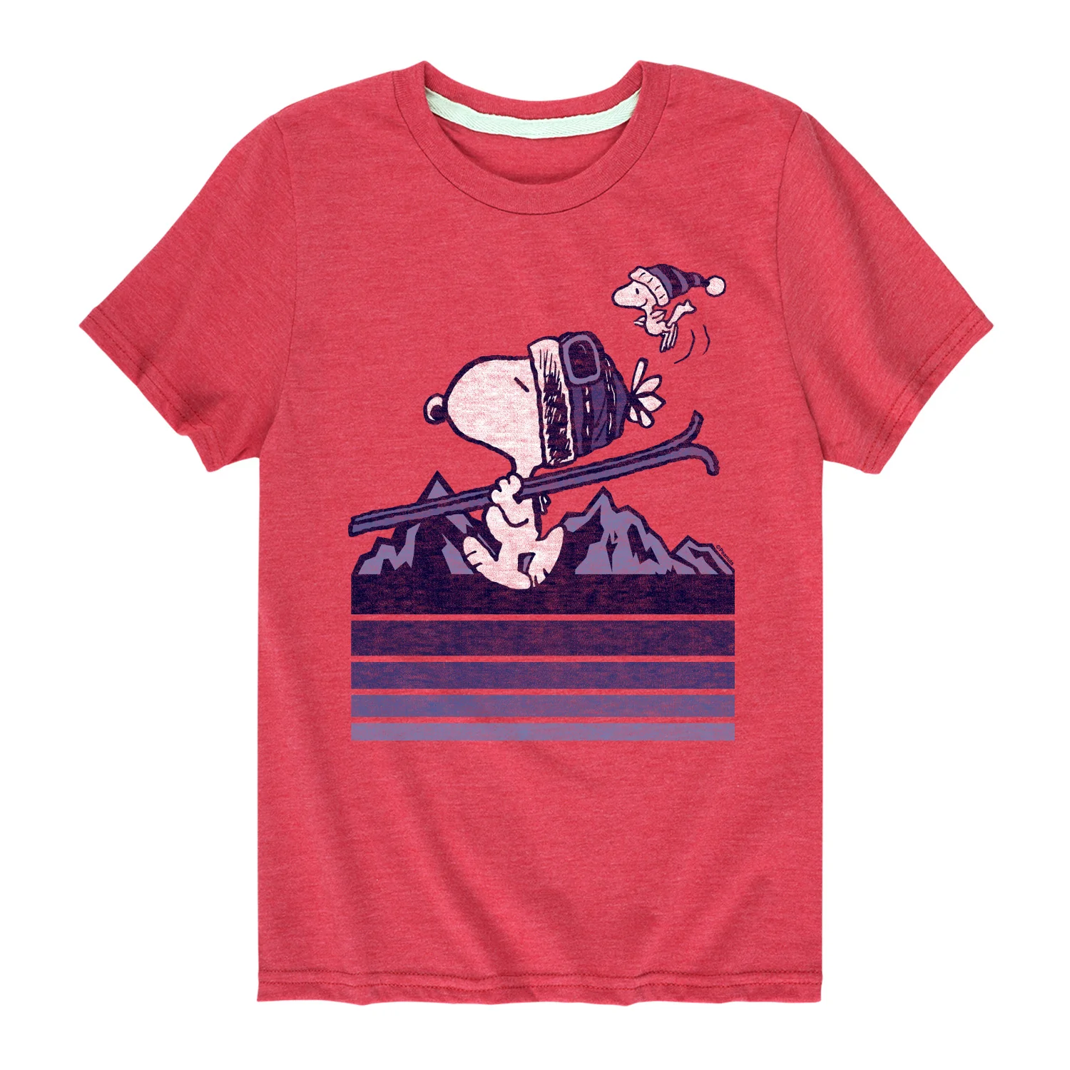 Peanuts - Snoopy Woodstock Ski Stripes - Toddler And Youth Short Sleeve Graphic T-Shirt - Image 4