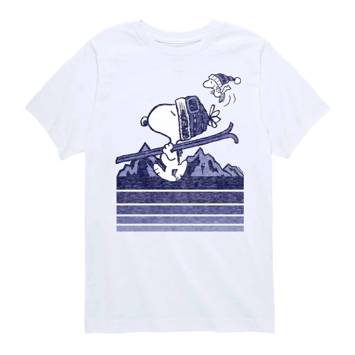 Peanuts - Snoopy Woodstock Ski Stripes - Toddler And Youth Short Sleeve Graphic T-Shirt - Image 6