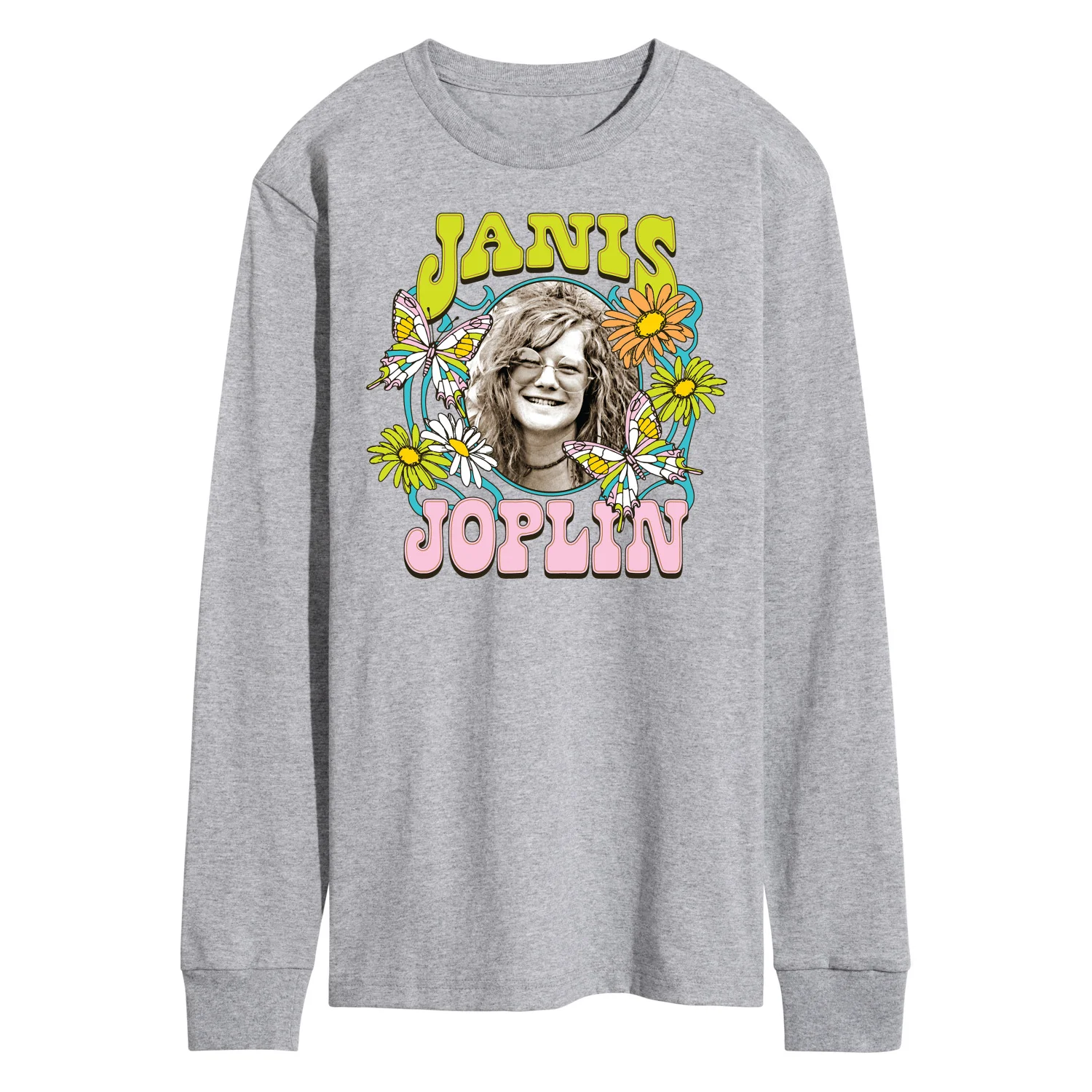 Janis Joplin - Butterfly And Flowers - Men's Long Sleeve T-Shirt