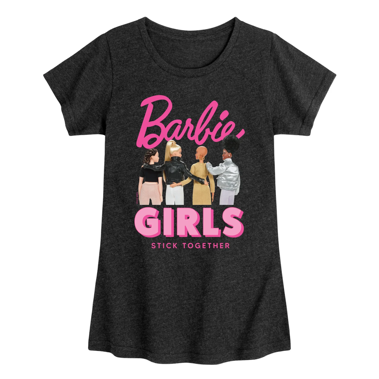 Barbie - Girls Stick Together - Friend Bond - Toddler And Youth Girls Raglan Graphic T-Shirt - Image 2
