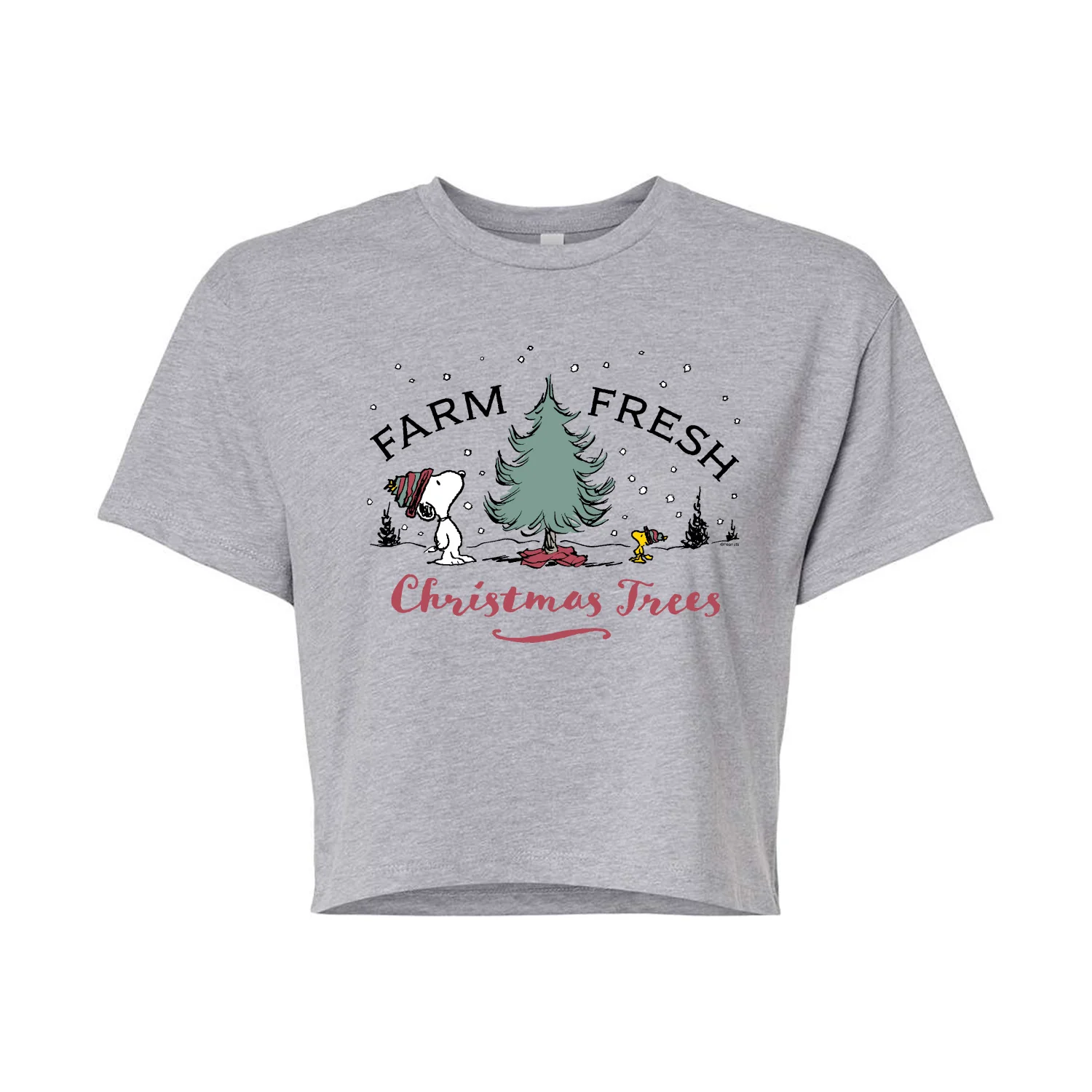 Peanuts - Farm Fresh Trees - Juniors Cropped Cotton Blend T-Shirt - Image 2