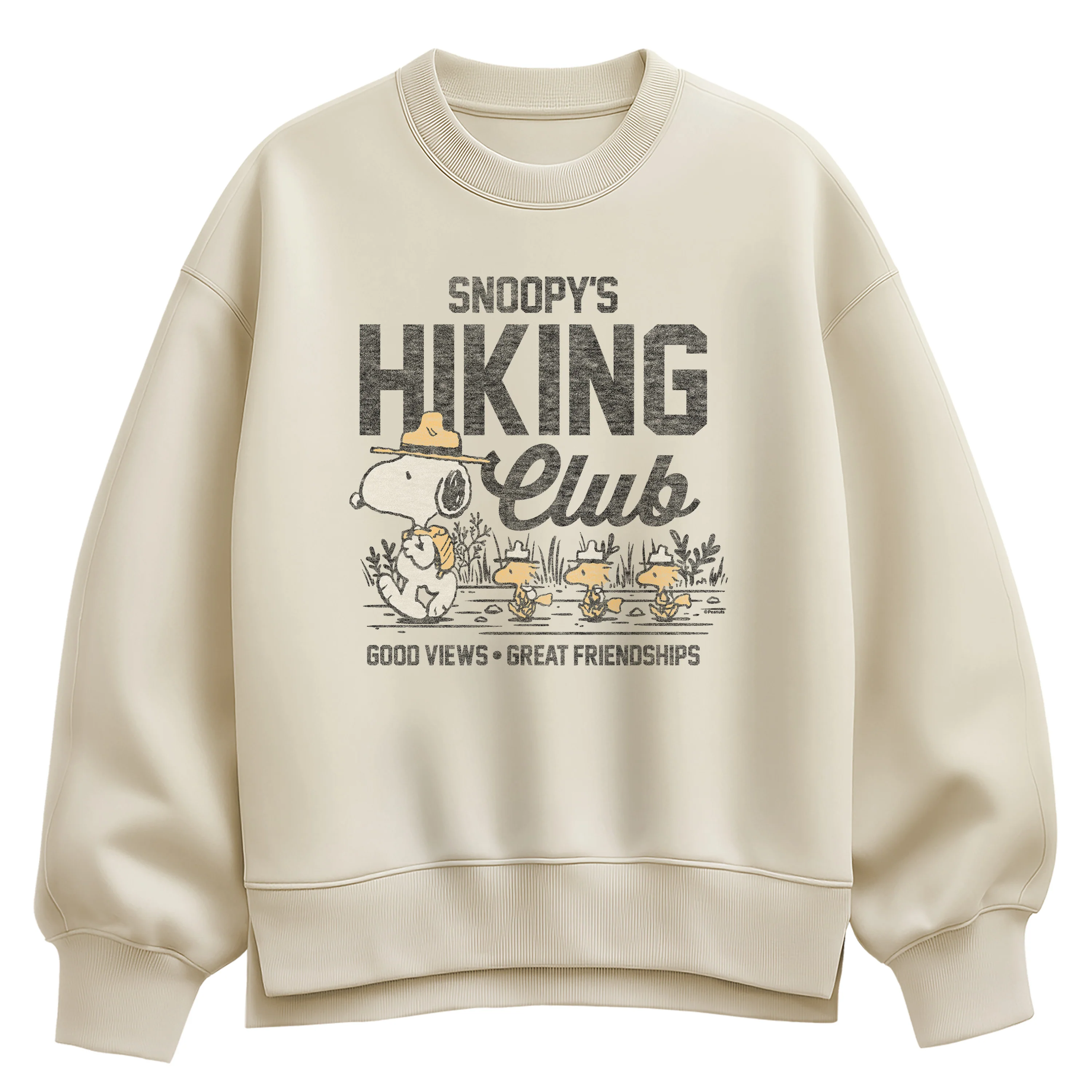 Peanuts - Snoopy's Hiking Club - Women's Oversized Fleece Crew Sweatshirt - Image 2