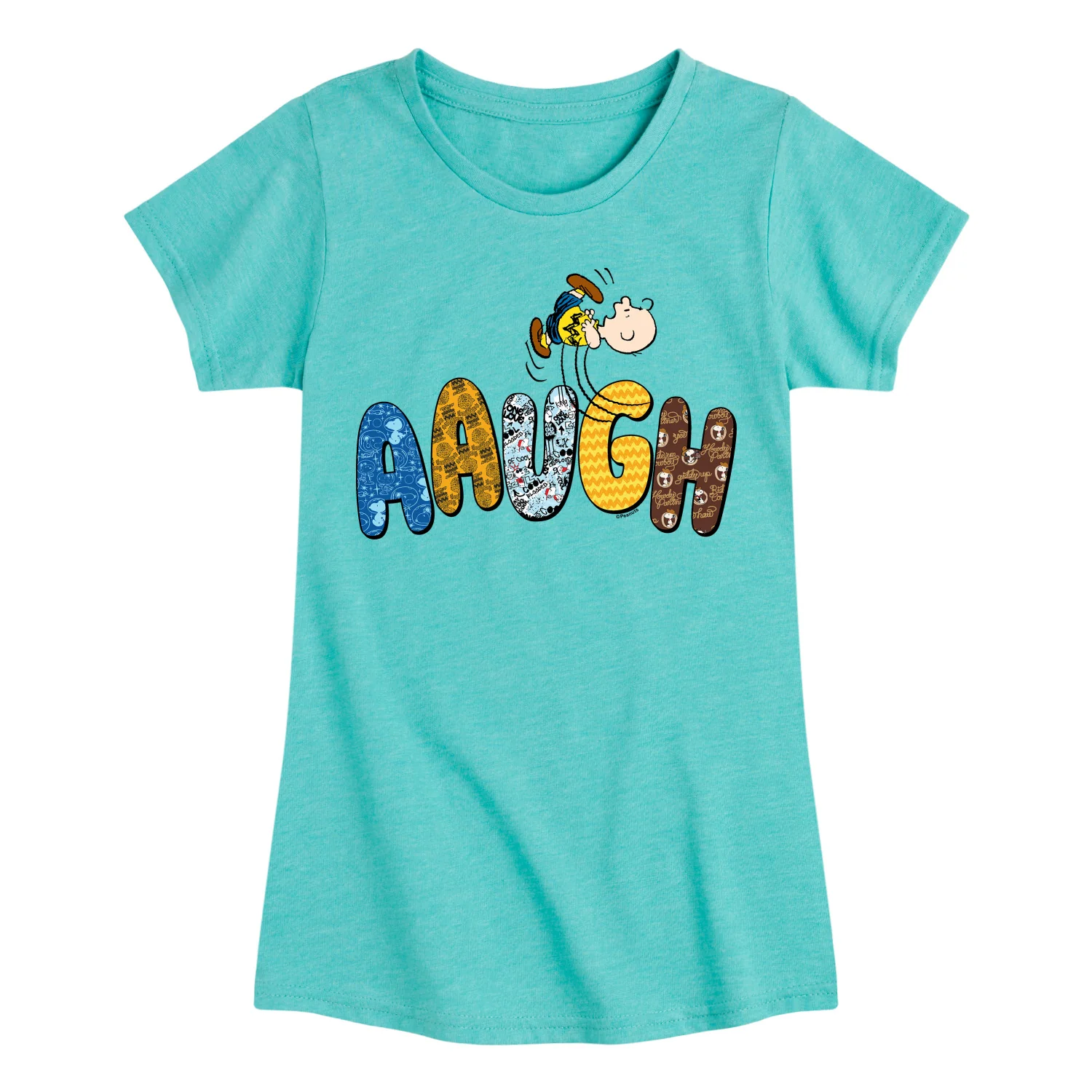 Peanuts - Aaugh Pattern Charlie Brown - Toddler And Youth Girls Short Sleeve Graphic T-Shirt