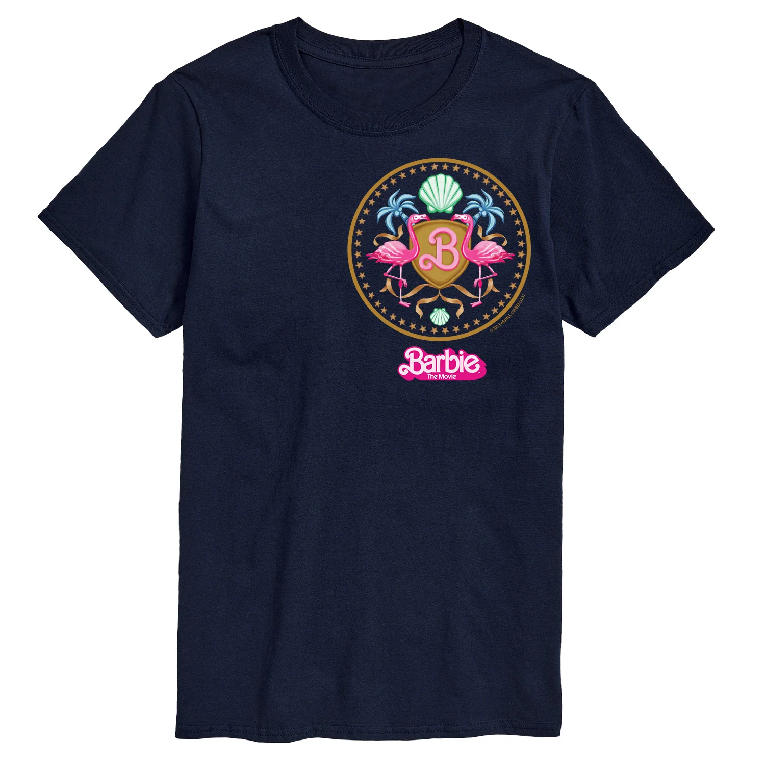 Barbie the Movie - Barbie Crest Full Color - Men's Short Sleeve Graphic T- Shirt - Image 3