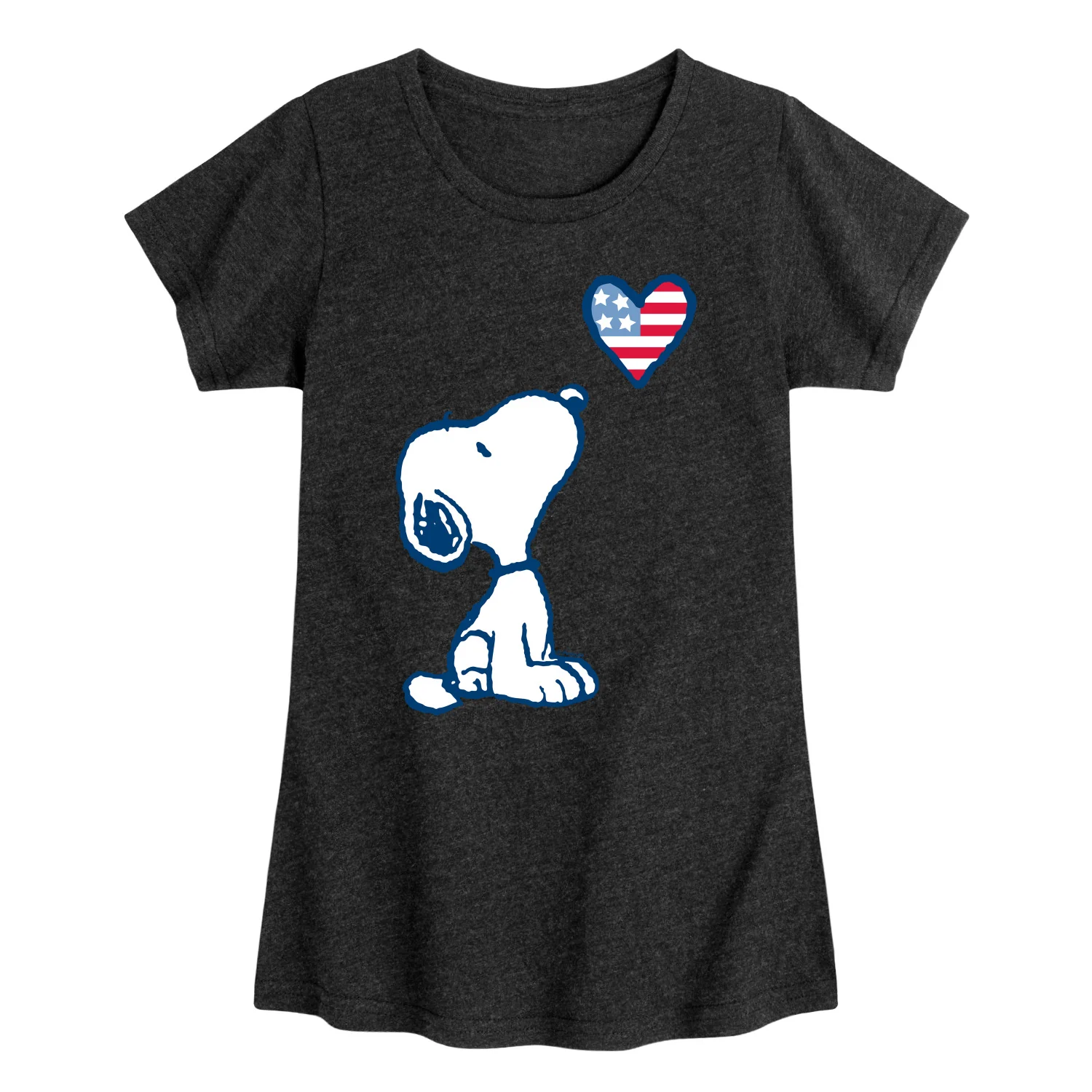 Peanuts - Snoopy Flag Heart - Toddler & Youth Girls Short Sleeve Graphic T-Shirt - Image 2