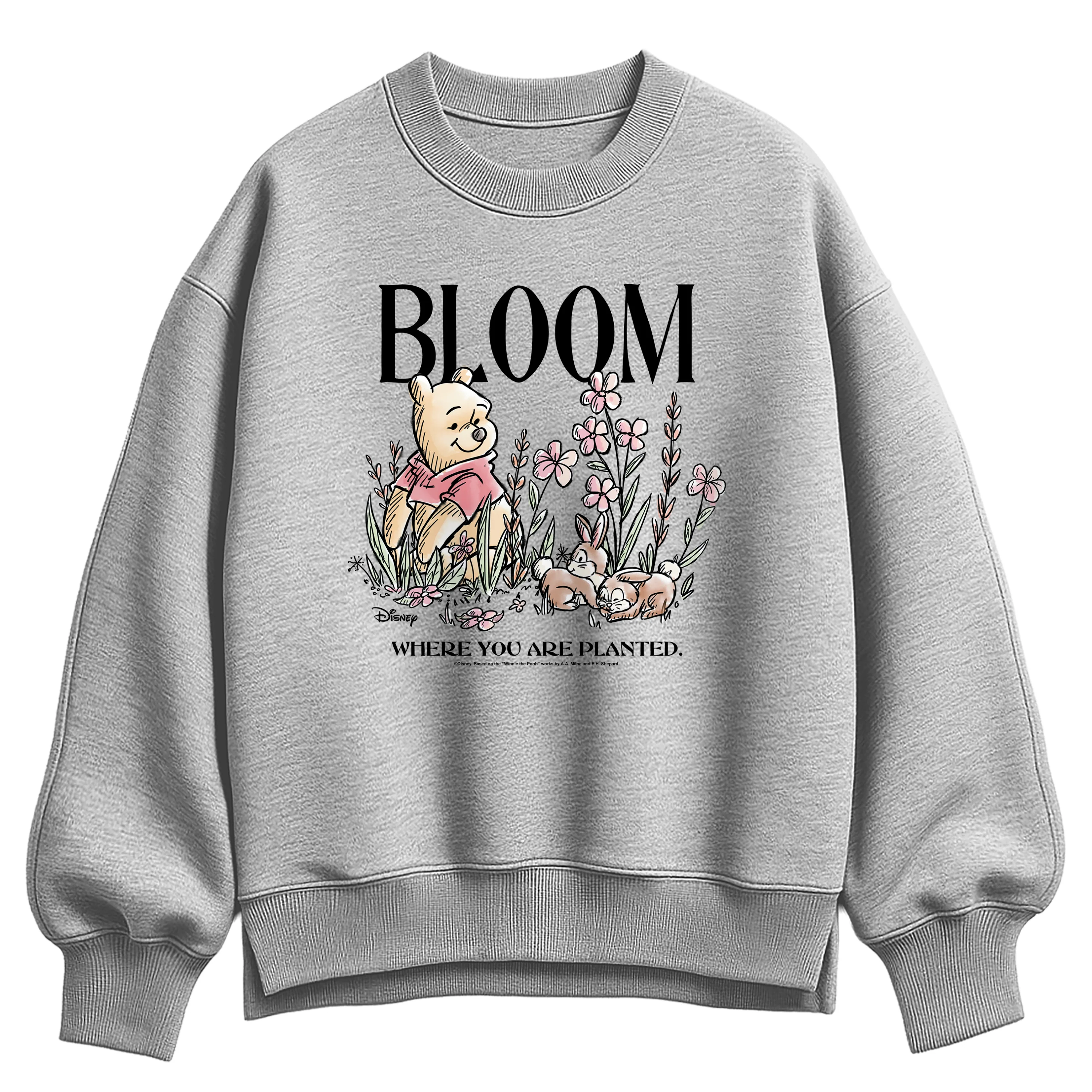 Winnie the Pooh - Bloom Where You Are Planted - Women's Oversized Fleece Crew Sweatshirt - Image 2