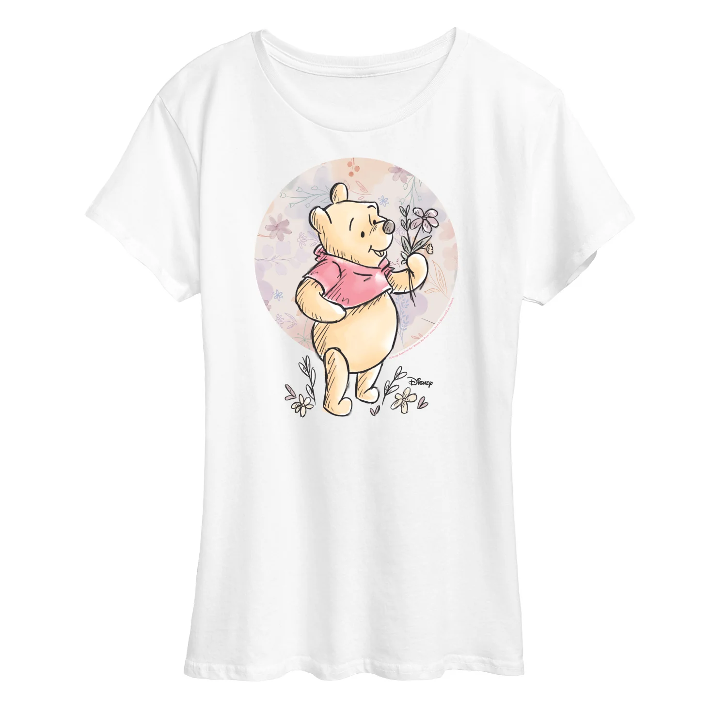 Winnie the Pooh - Floral Circle Pooh - Women's Short Sleeve Graphic T-Shirt