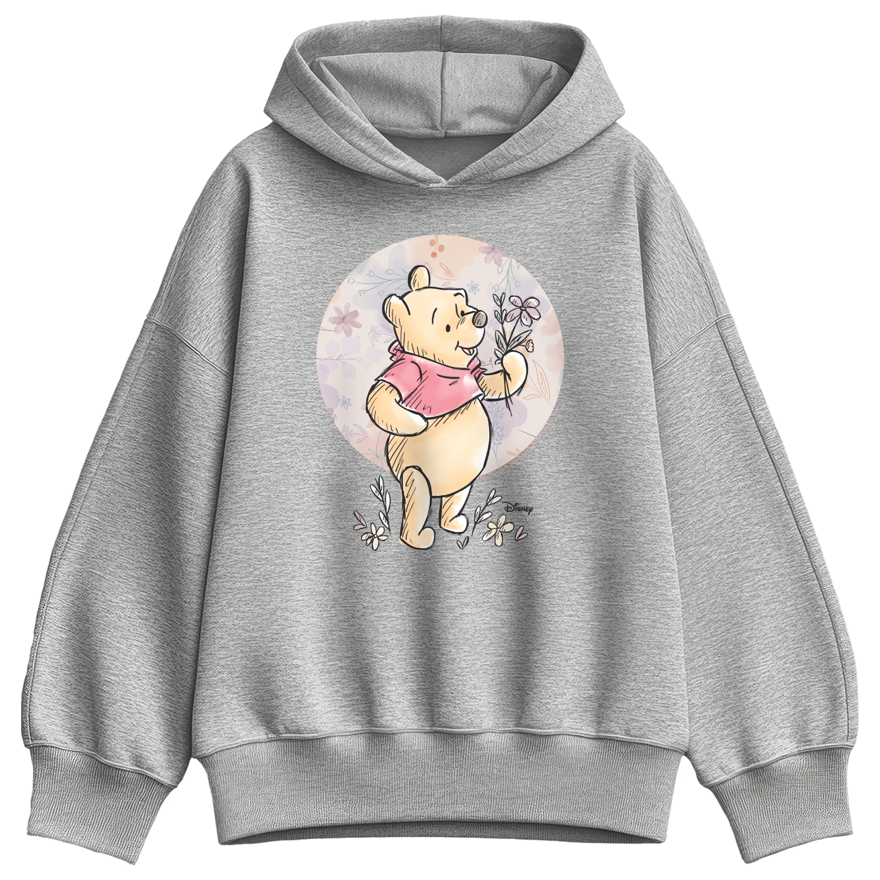 Winnie the Pooh - Floral Circle Pooh - Women's Oversized Fleece Hoodie Sweatshirt - Image 2