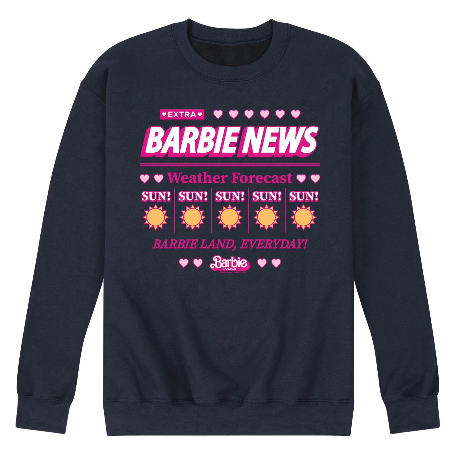 Barbie the Movie - Barbie Land New Weather Forecast - Sunny - Men's Crew Neck Fleece Pullover - Image 3