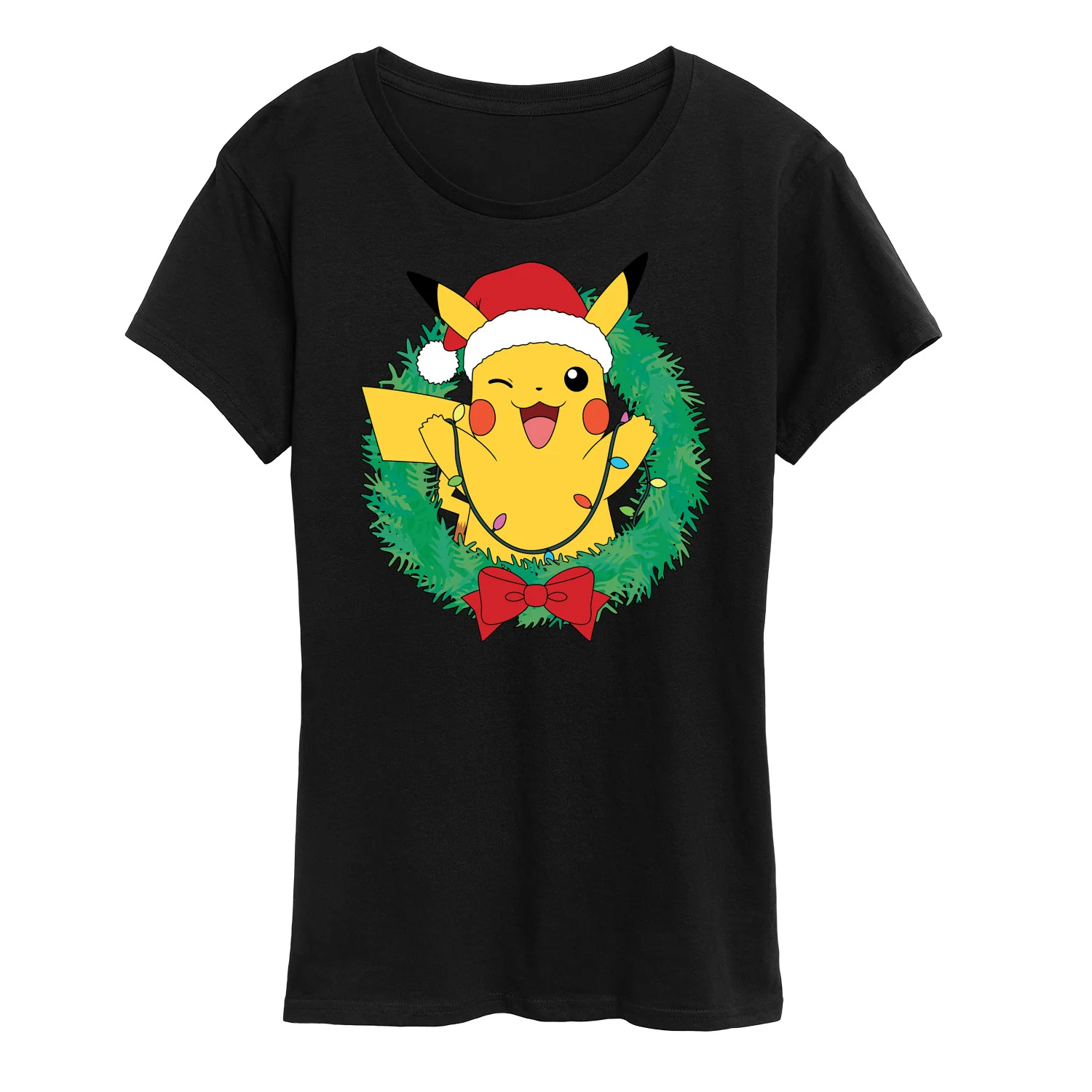 Pokémon - Pikachu Lights Wreath - Women's Short Sleeve Graphic T-Shirt - Image 2
