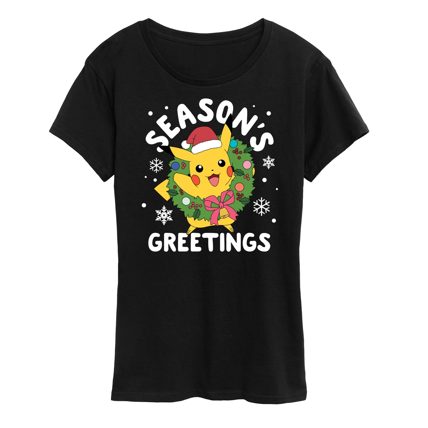 Pokémon - Pikachu Seasons Greetings - Women's Short Sleeve Graphic T-Shirt - Image 3