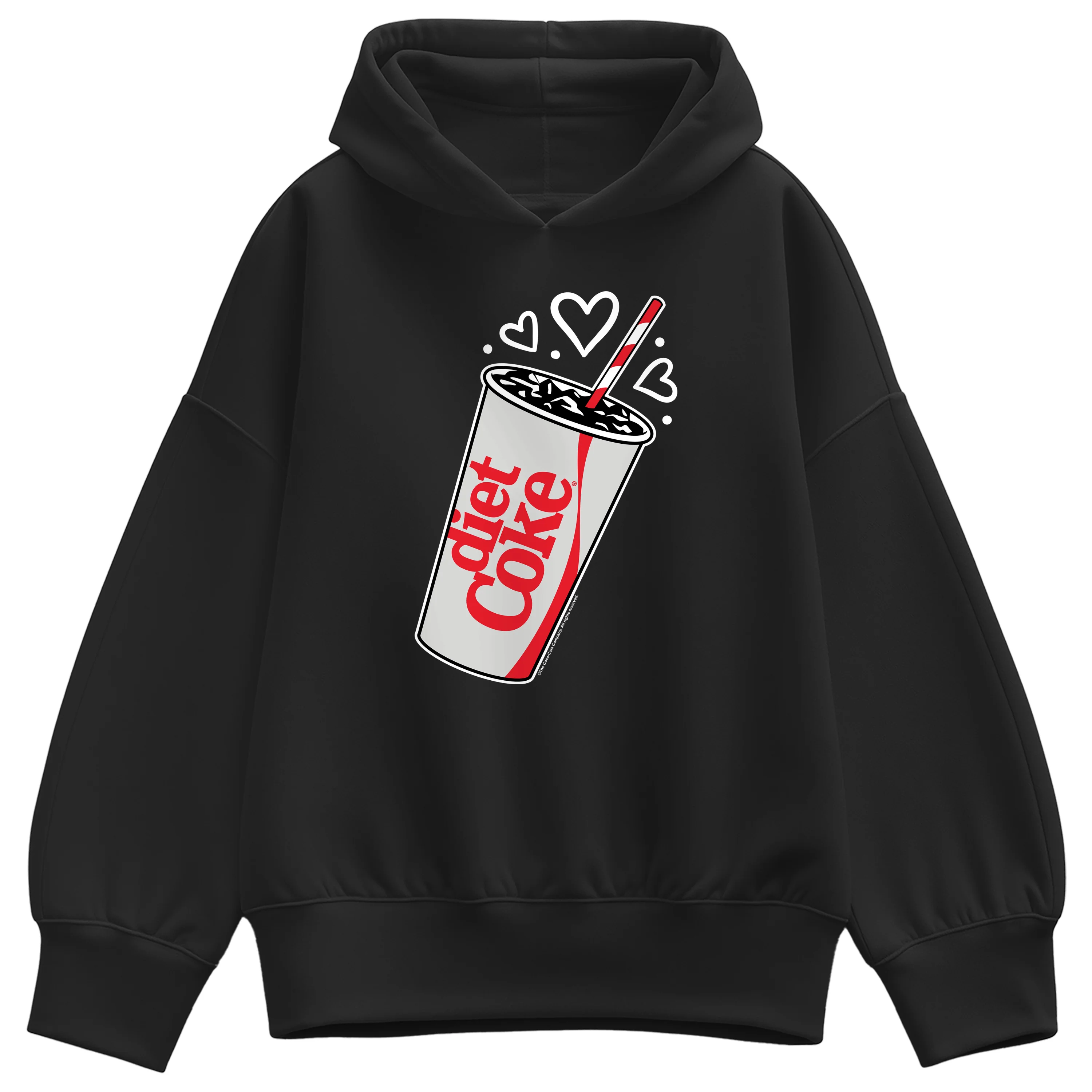Coca-Cola - Diet Coke Heart Bubbles - Ladies Oversized Fleece Hoodie Sweatshirt - Image 2