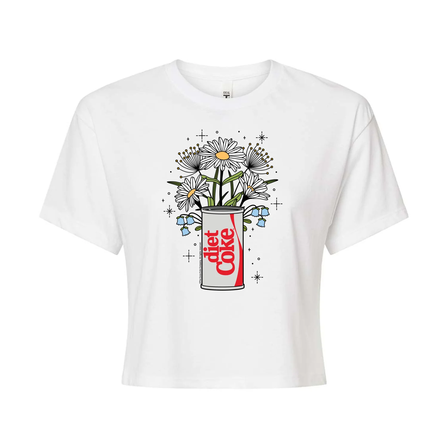 Diet Coke - Flowers With Coke Can - Juniors Cropped Cotton Blend T-Shirt - Image 2