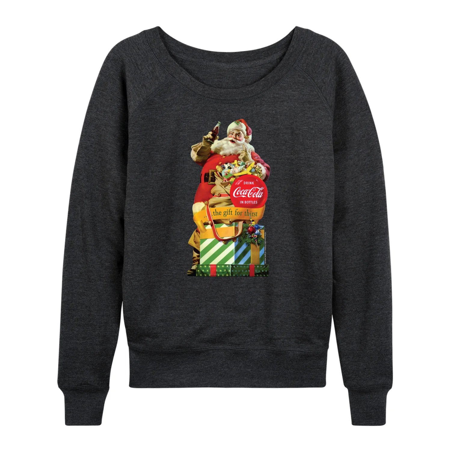 Coca-Cola - Vintage Santa Gift For Thirst - Women's French Terry Long Sleeve Pullover - Image 2