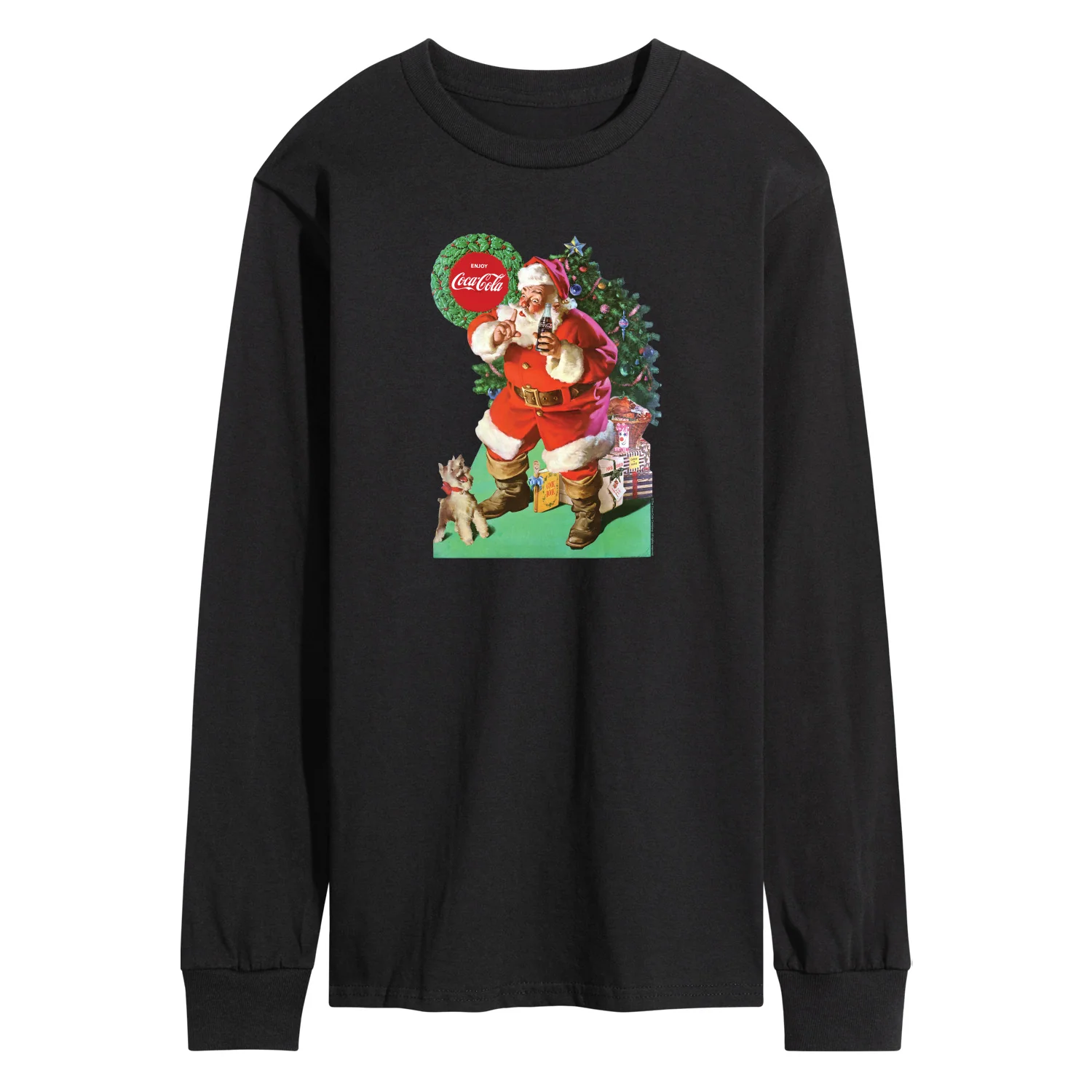 Coca-Cola - Vintage Santa with Dog - Men's Long Sleeve Graphic T-shirt - Image 2