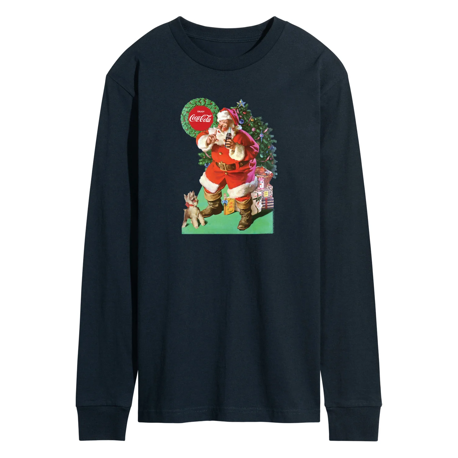 Coca-Cola - Vintage Santa with Dog - Men's Long Sleeve Graphic T-shirt - Image 3