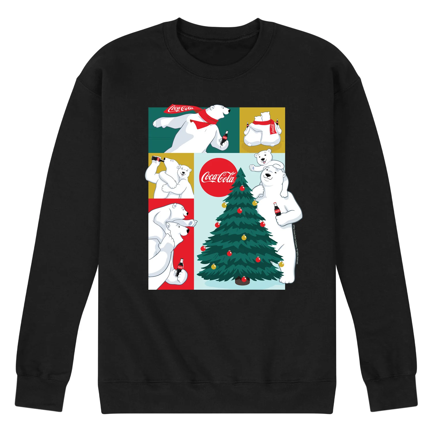 Coca-Cola - Coca Cola Bear Grid - Men's Long Sleeve Crew Fleece Sweatshirt