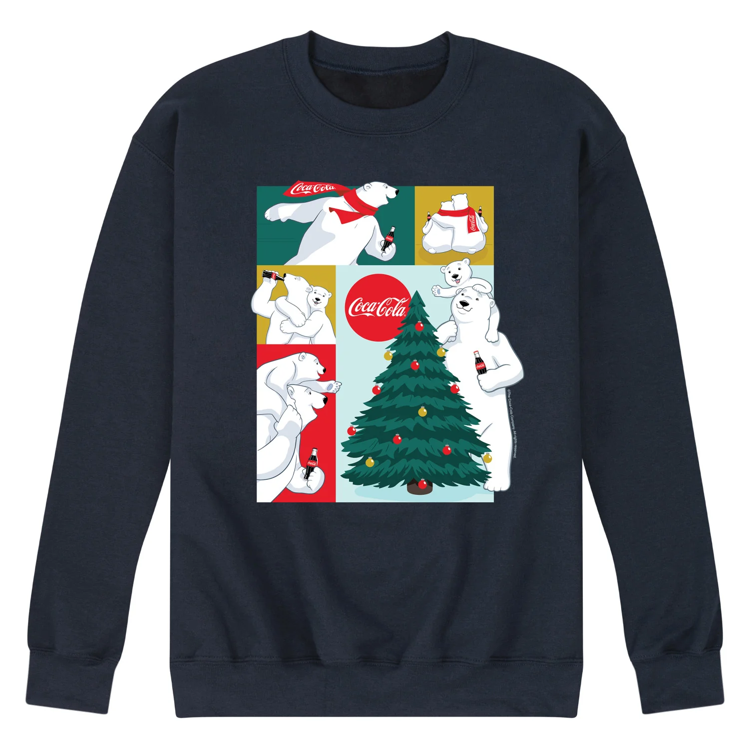 Coca-Cola - Coca Cola Bear Grid - Men's Long Sleeve Crew Fleece Sweatshirt - Image 2