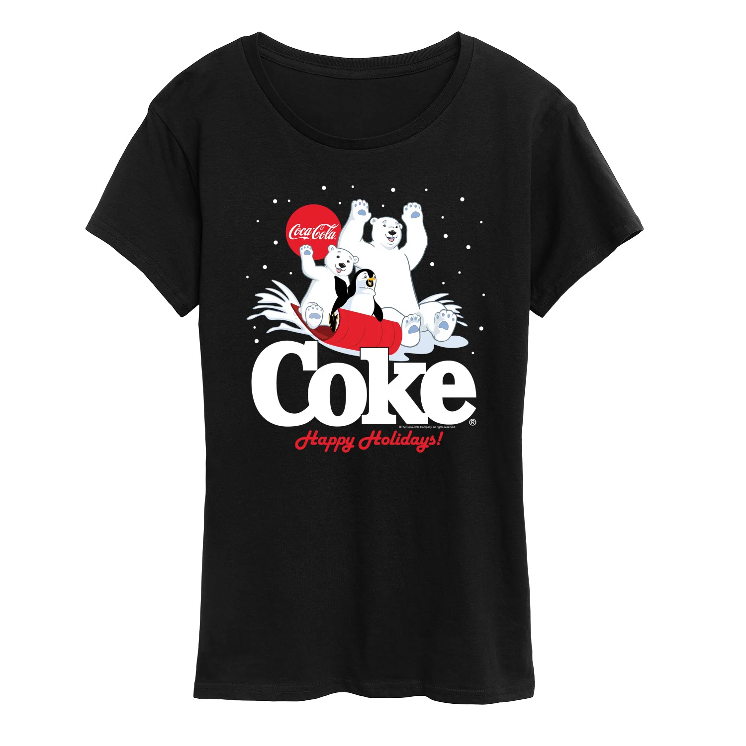 Coca-Cola - Happy Holidays Sledding- Women's Short Sleeve Graphic T-Shirt