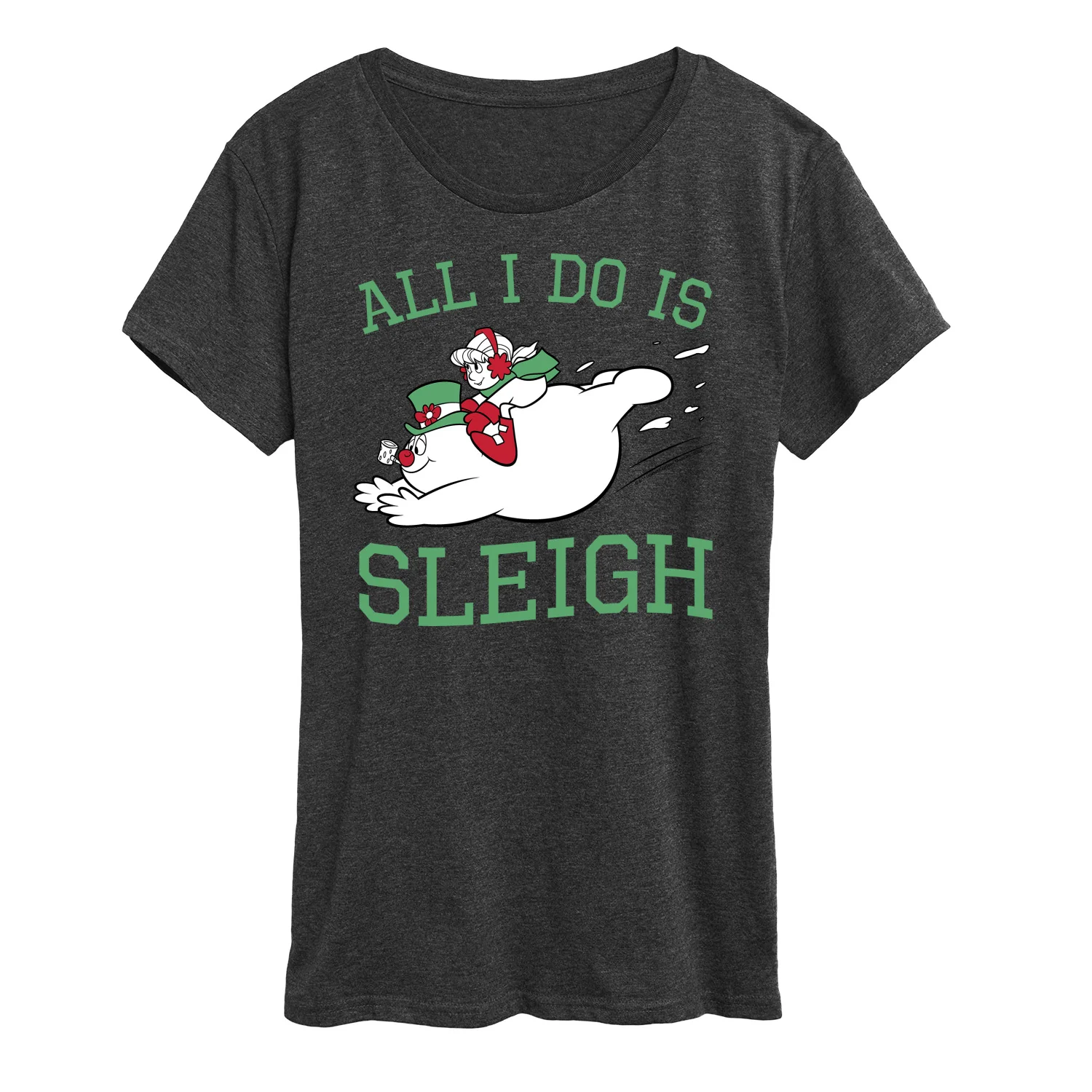 Frosty The Snowman - Christmas - All I Do Is Sleigh - Women's Short Sleeve Graphic T-Shirt - Image 2