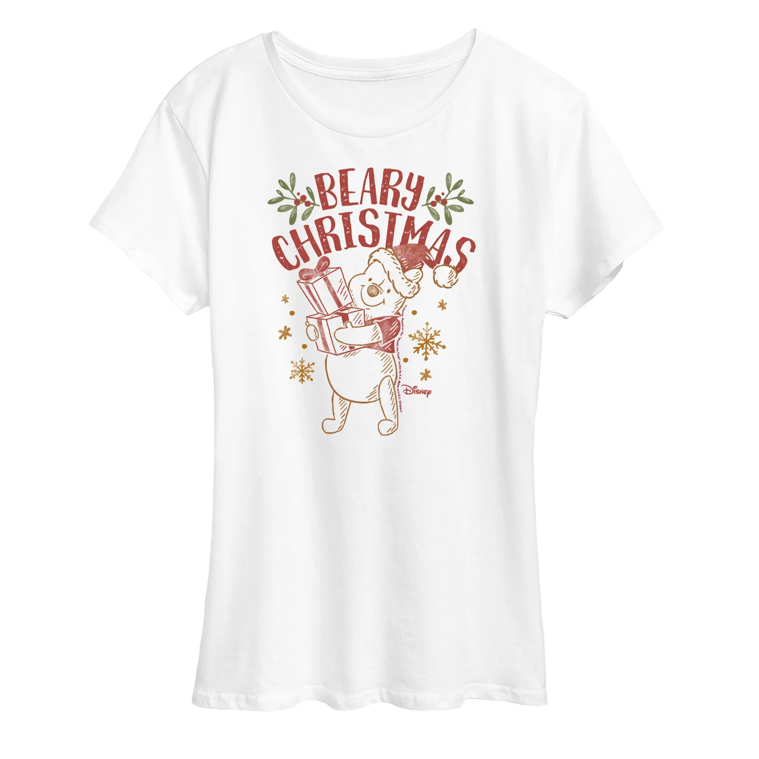 Disney Winnie The Pooh - Pooh Wishes A Beary Christmas - Women's Short Sleeve Graphic T-Shirt