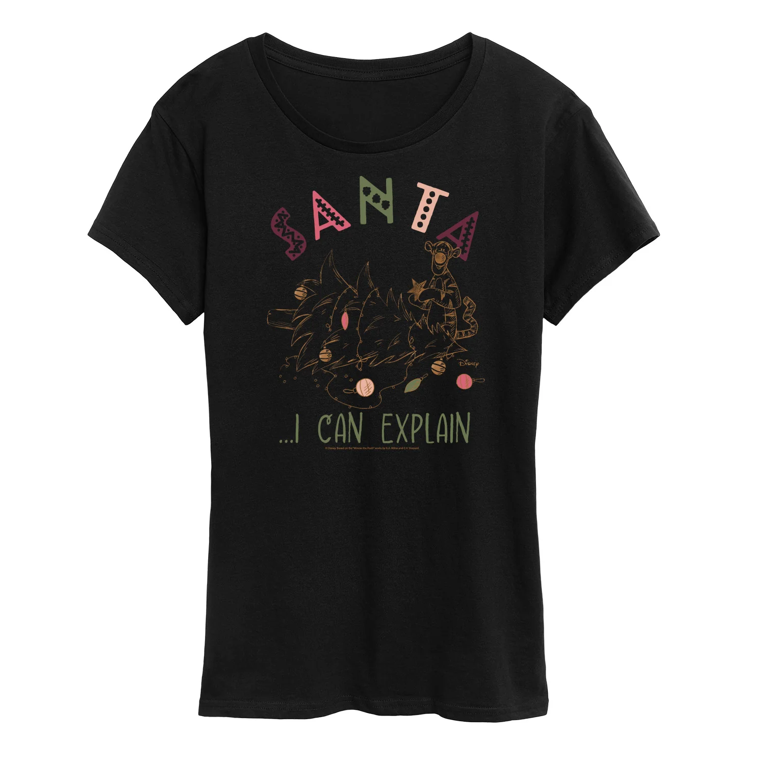 Disney Winnie The Pooh - Christmas Tigger - Santa, I Can Explain - Women's Short Sleeve Graphic T-Shirt - Image 2