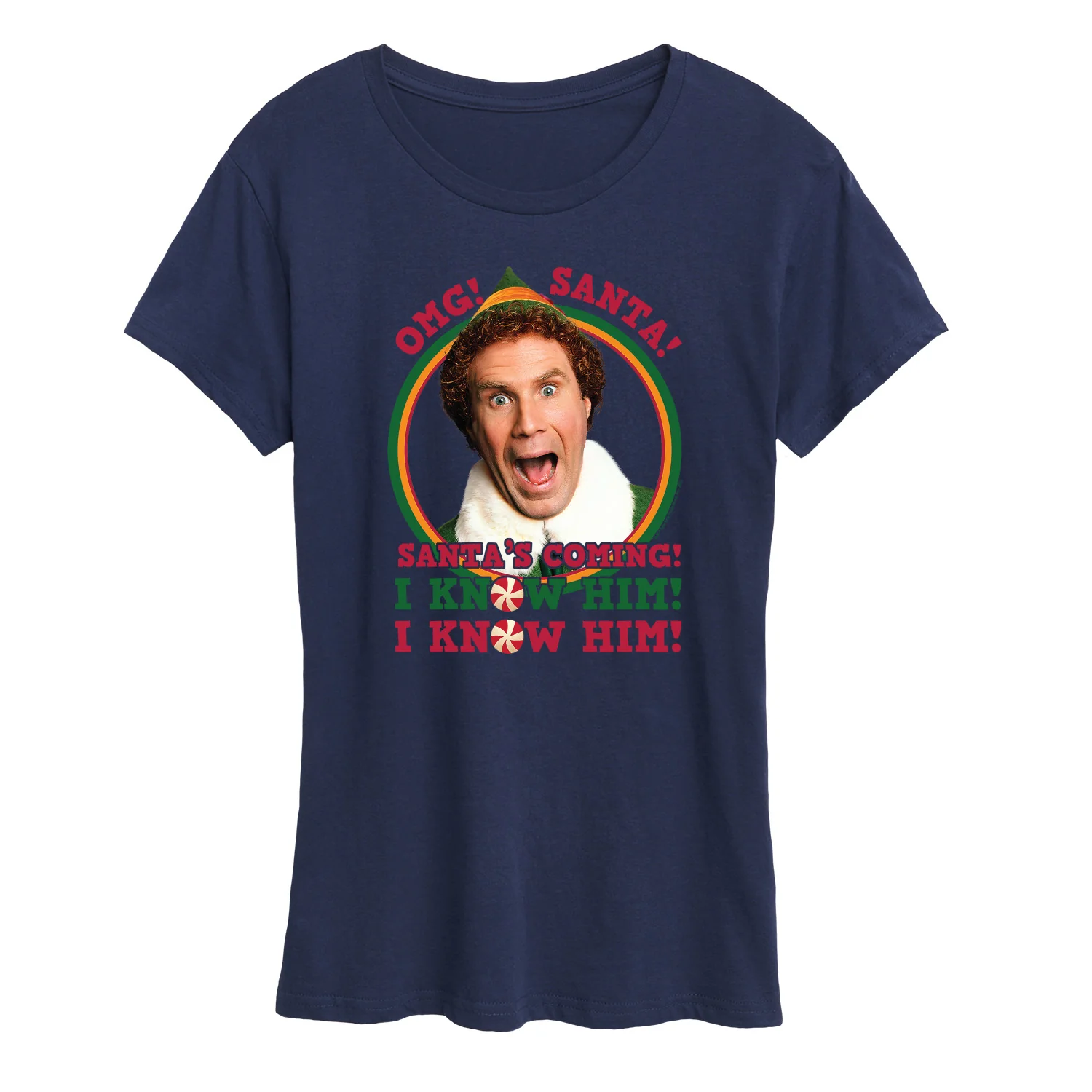 ELF - Christmas Omg Santa I Know Him - Women's Short Sleeve Graphic T-Shirt - Image 3