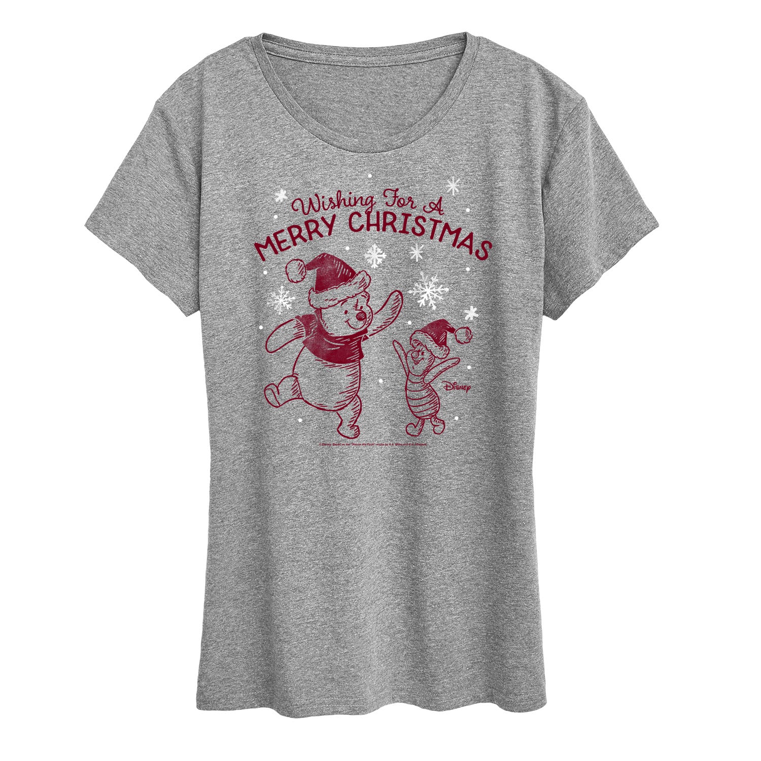 Disney Winnie The Pooh - Wishing For A Merry Christmas - Women's Short Sleeve Graphic T-Shirt - Image 4
