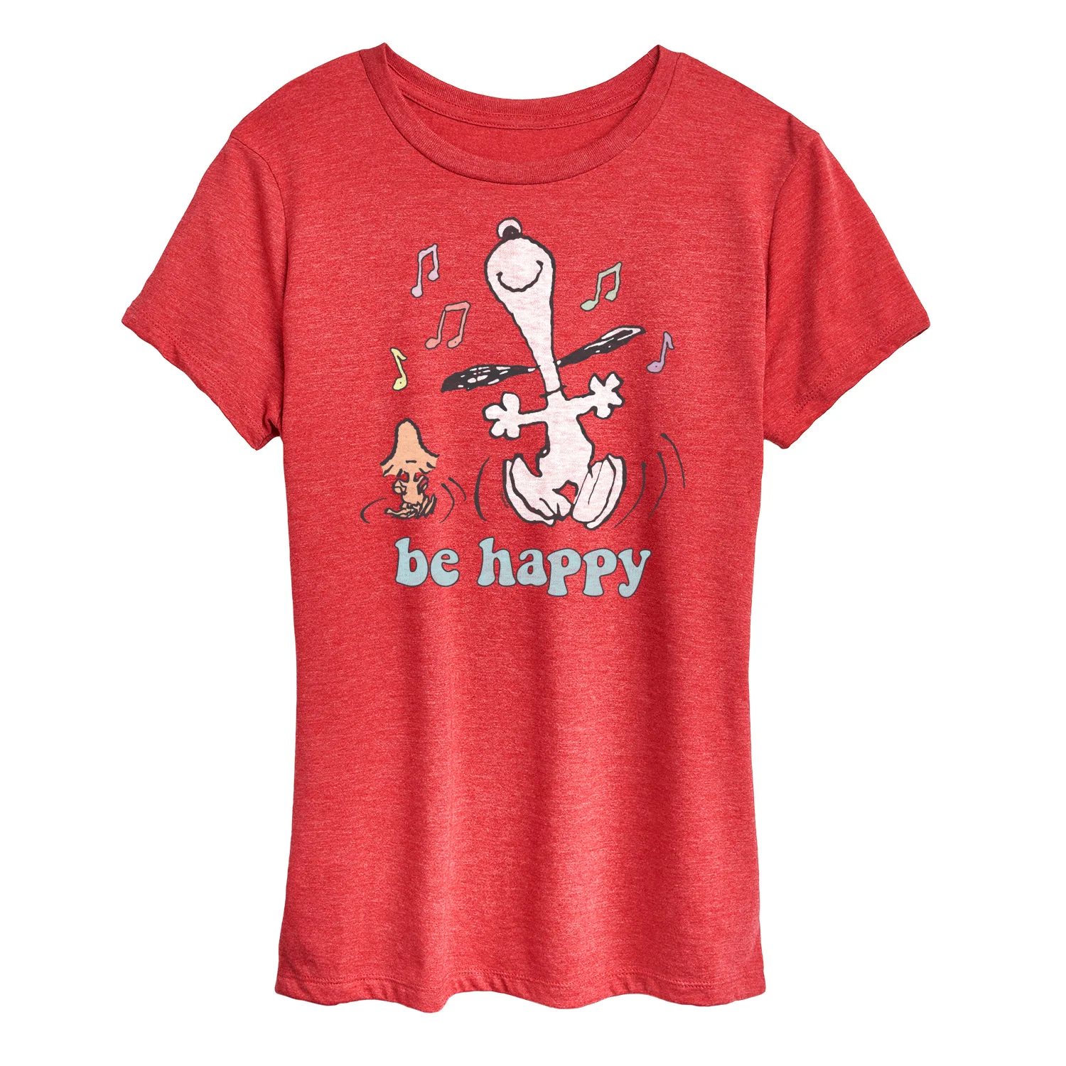 Peanuts - Be Happy Snoopy and Woodstock - Women's Short Sleeve Graphic T-Shirt - Image 3