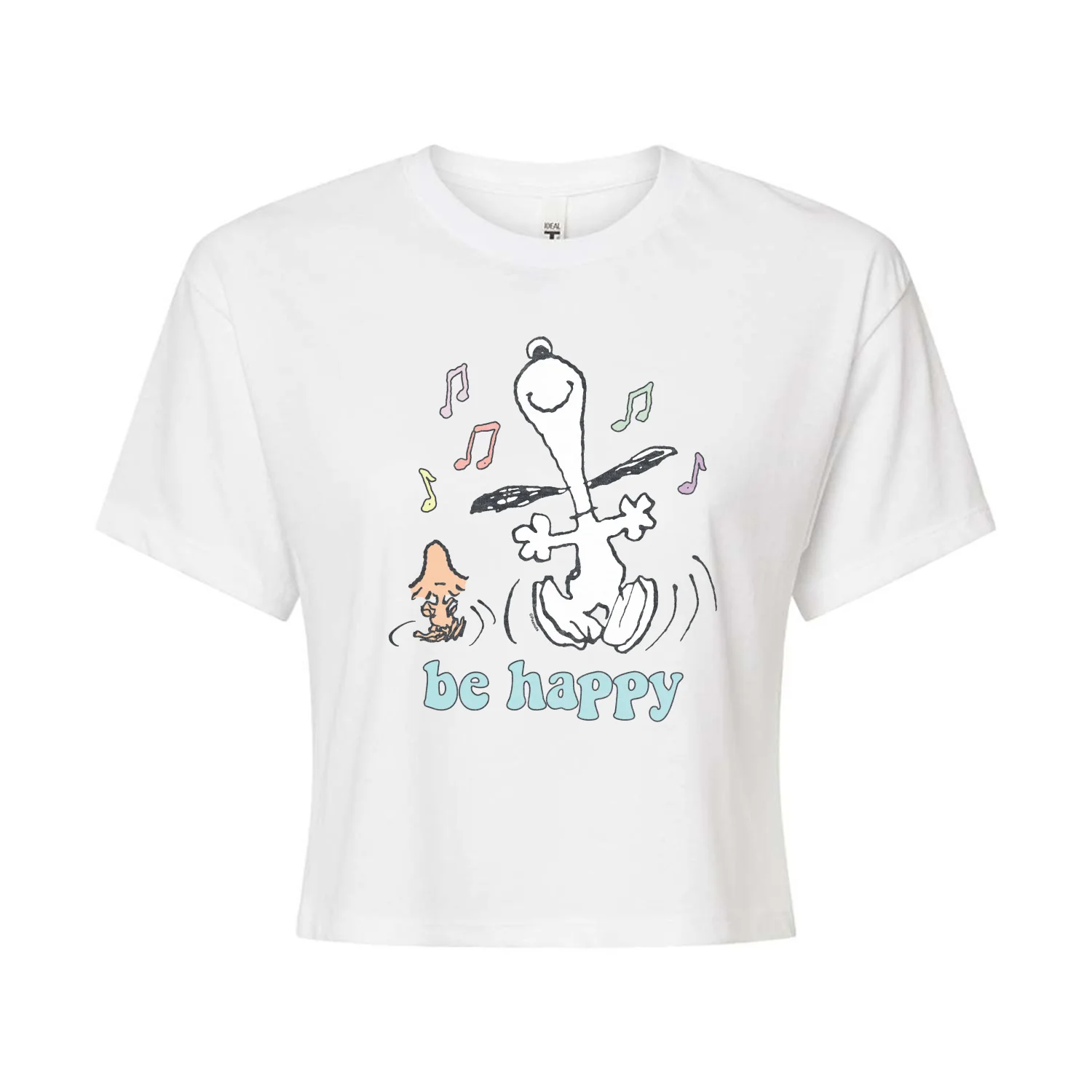 Peanuts - Be Happy Snoopy And Woodstock - Cropped Tee - Image 2