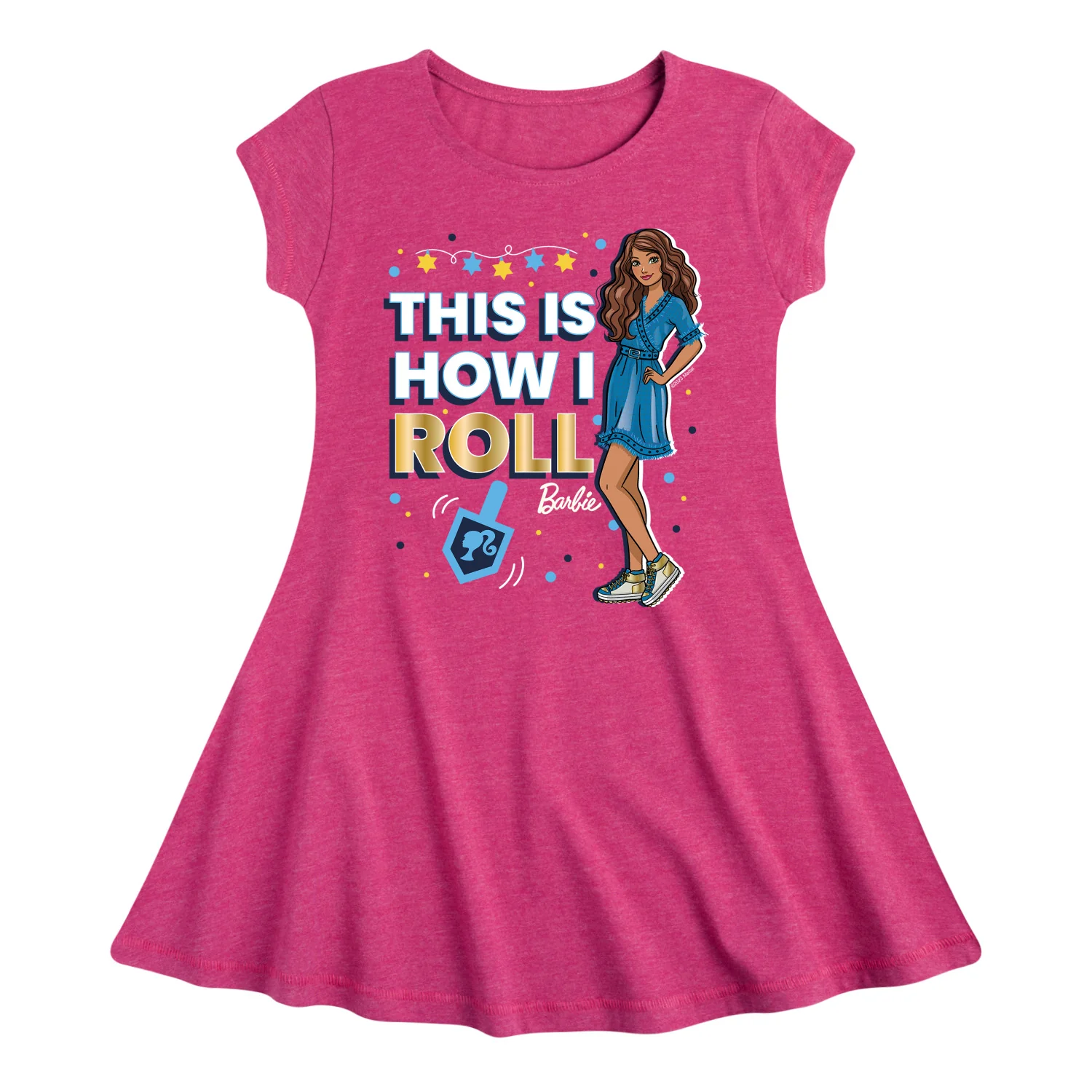 Barbie - This is How I Roll Holiday - Toddler & Youth Girls Fit & Flare Dress - Image 2