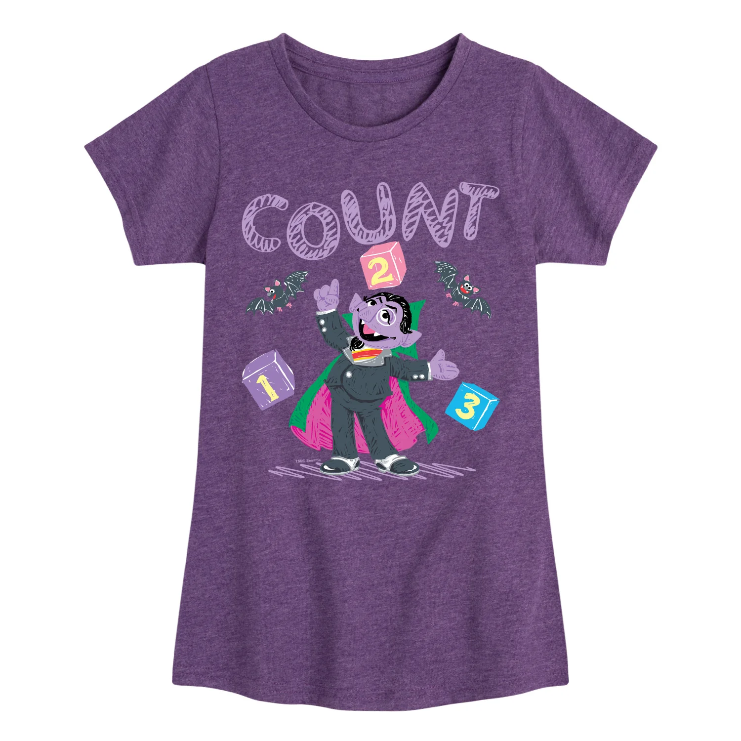 Sesame Street - Count Von Count- Girls Fitted Short Sleeve Graphic T-Shirt - Image 4