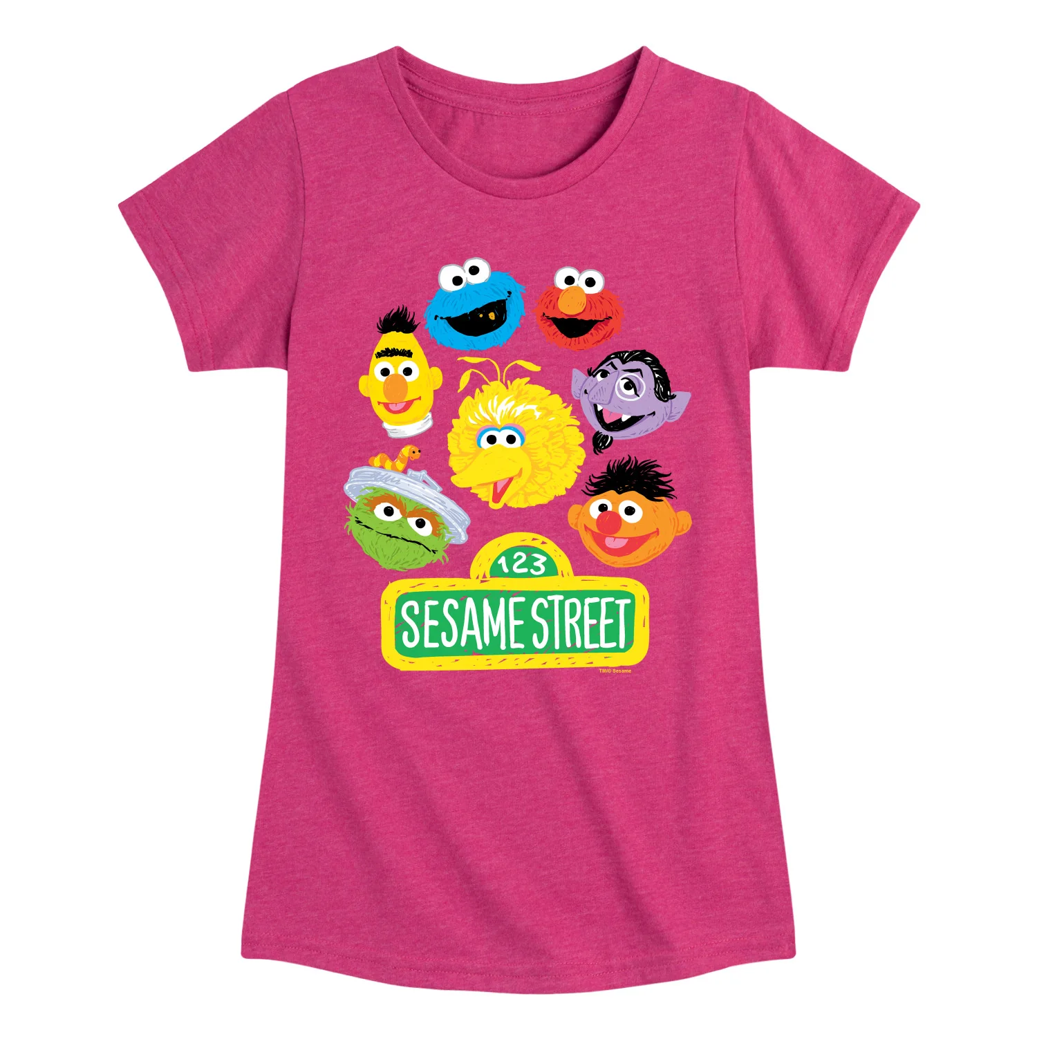 Sesame Street - Group - Girls Fitted Short Sleeve Graphic T-Shirt - Image 2