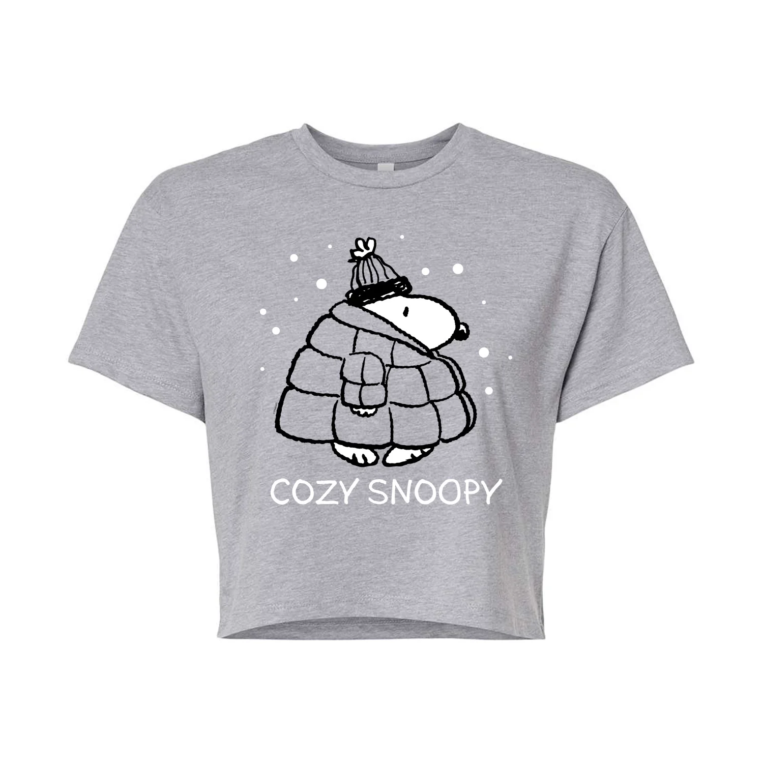 Peanuts - Cozy Snoopy - Juniors Cropped Cotton Blend T-Shirt