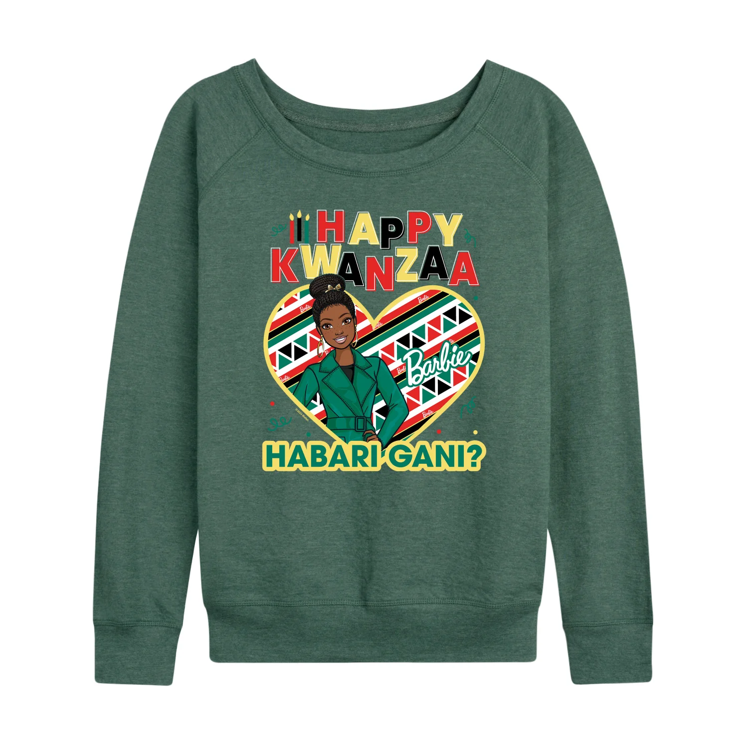 Barbie - Winter Holidays Habari Gani - Women's Lightweight French Terry Long Sleeve Shirt - Image 2