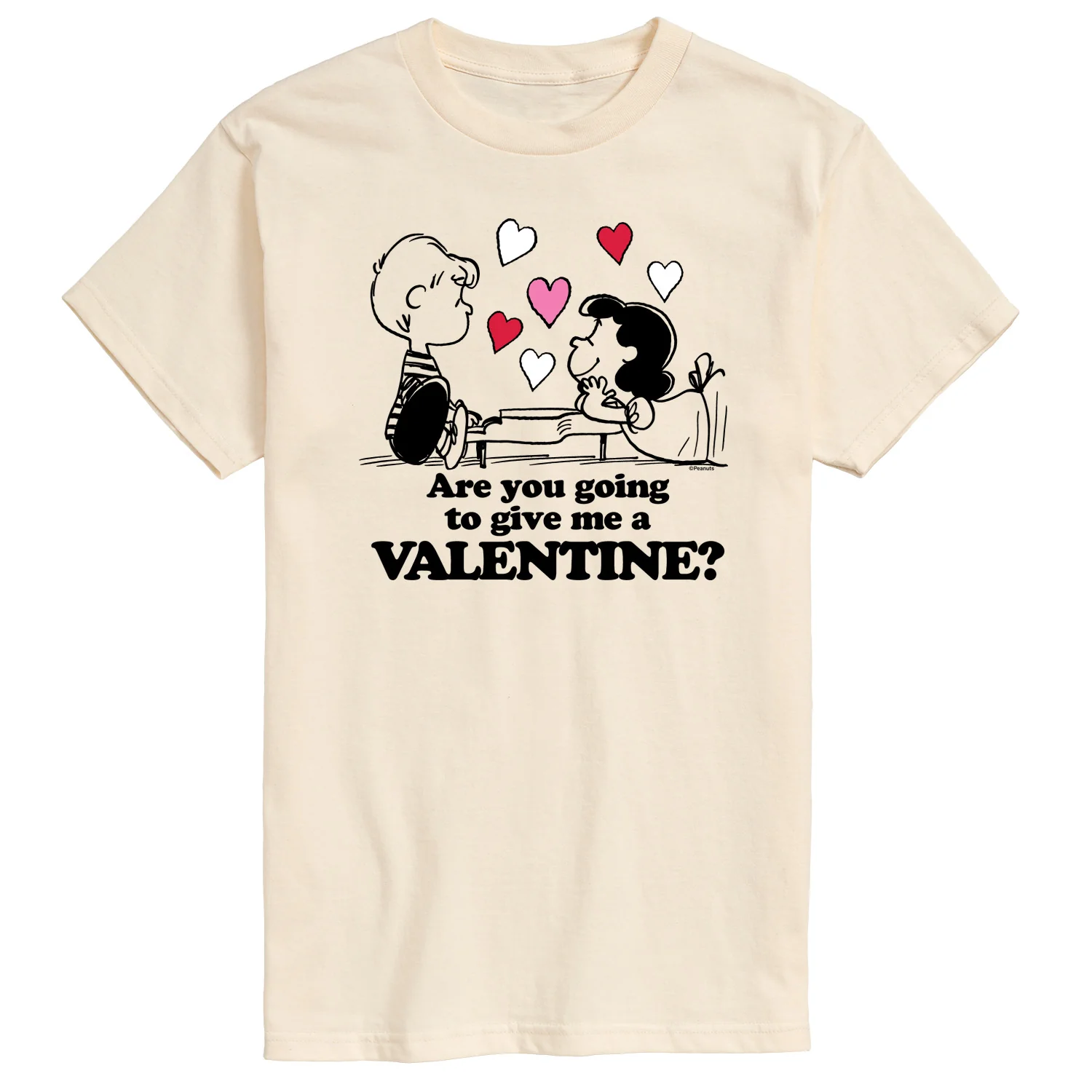 Peanuts - Lucy and Schroeder Valentine - Men's Short Sleeve Graphic T-Shirt - Image 3