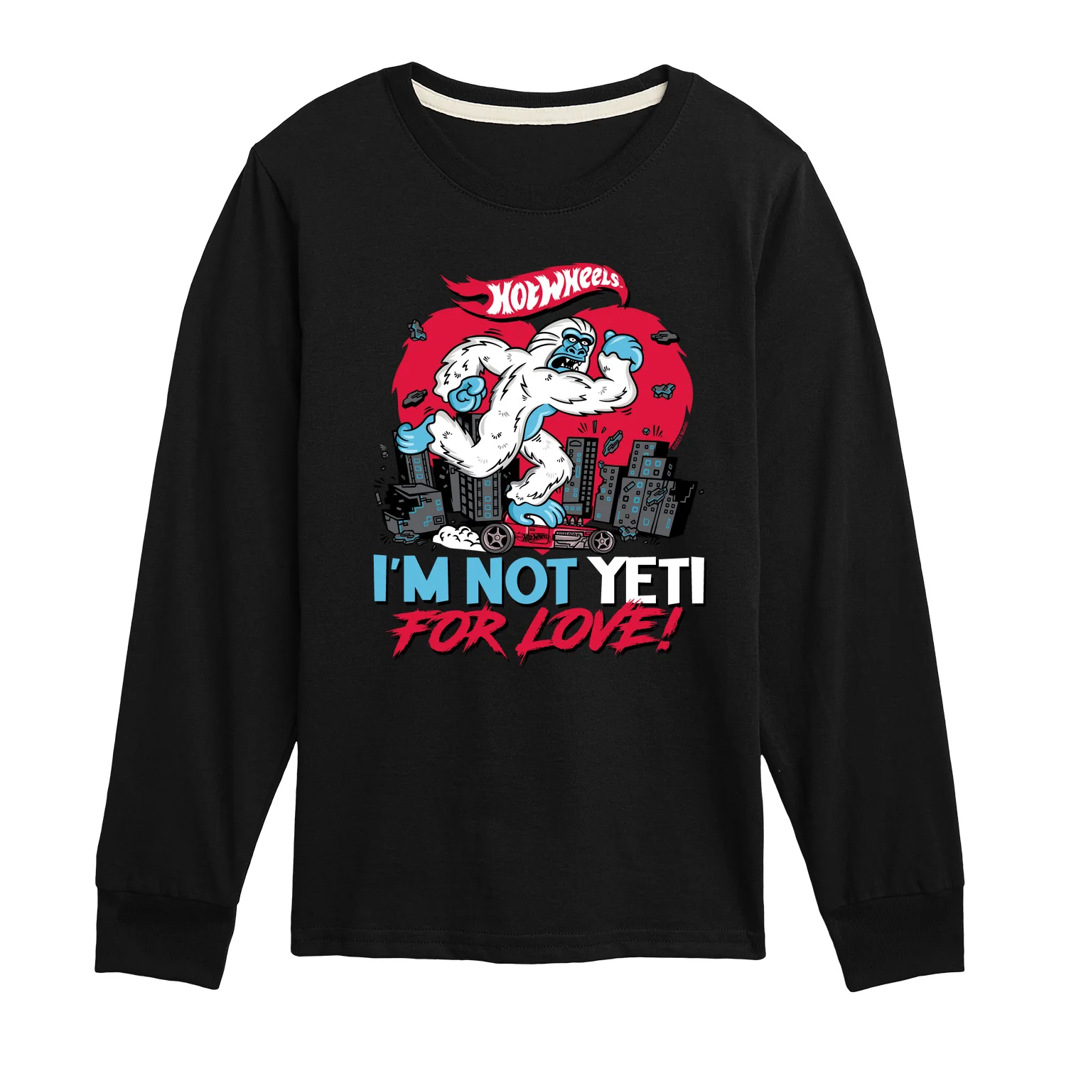 Hot Wheels - I'm Not Yeti For Love - Toddler & Youth Long Sleeve Graphic T-Shirt - Image 3