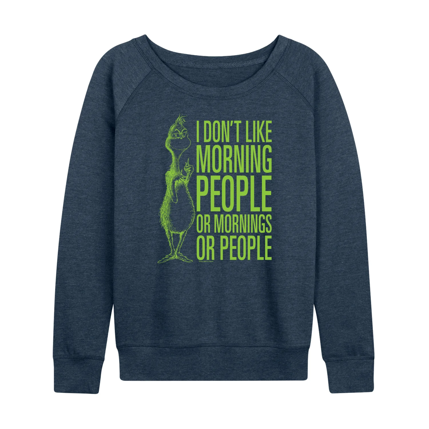 Dr. Seuss The Grinch - Christmas - I Don't Like Morning Or People - Women's Lightweight French Terry Long Sleeve Shirt - Image 3
