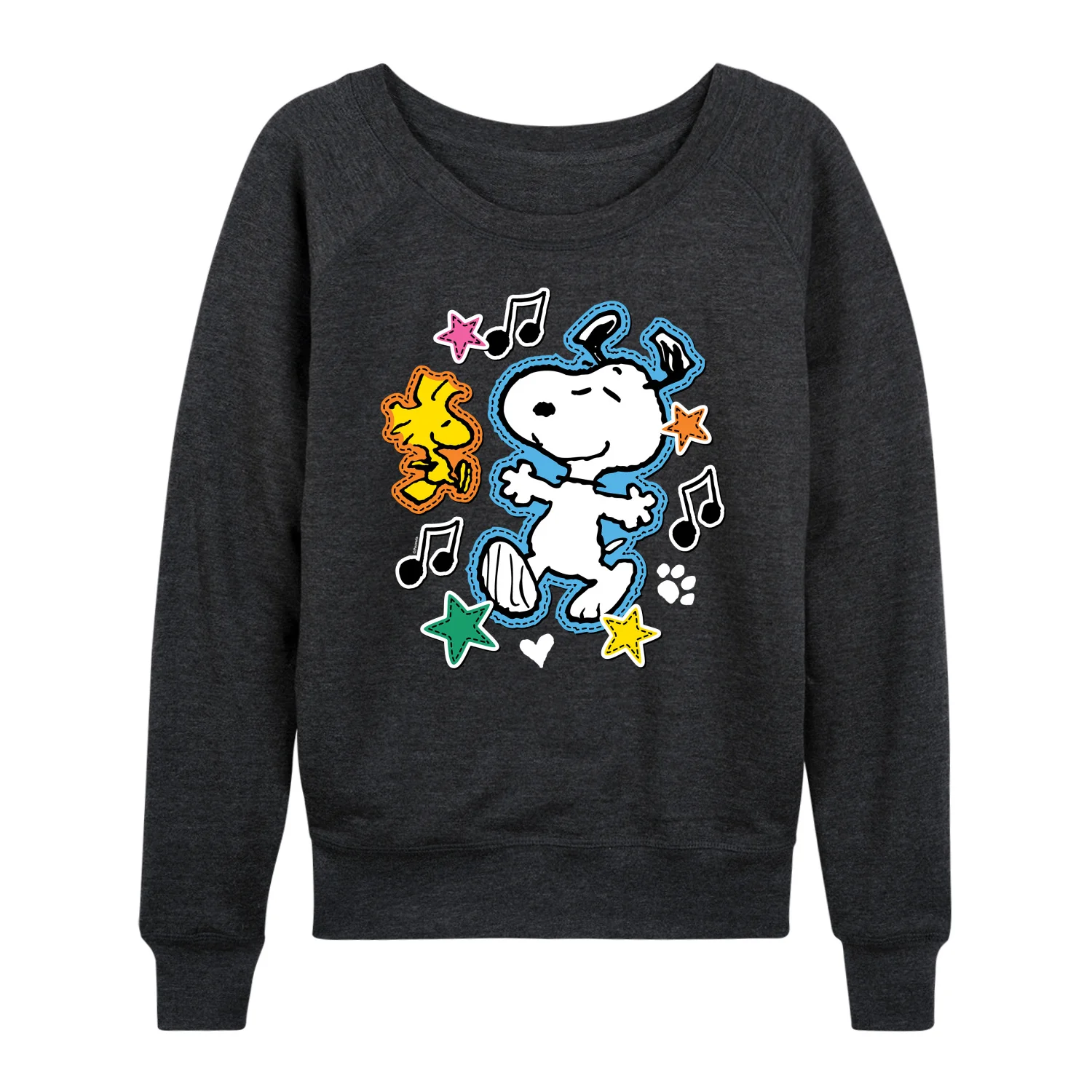 Peanuts - Snoopy Woodstock Patches - Women's French Terry Long Sleeve Pullover