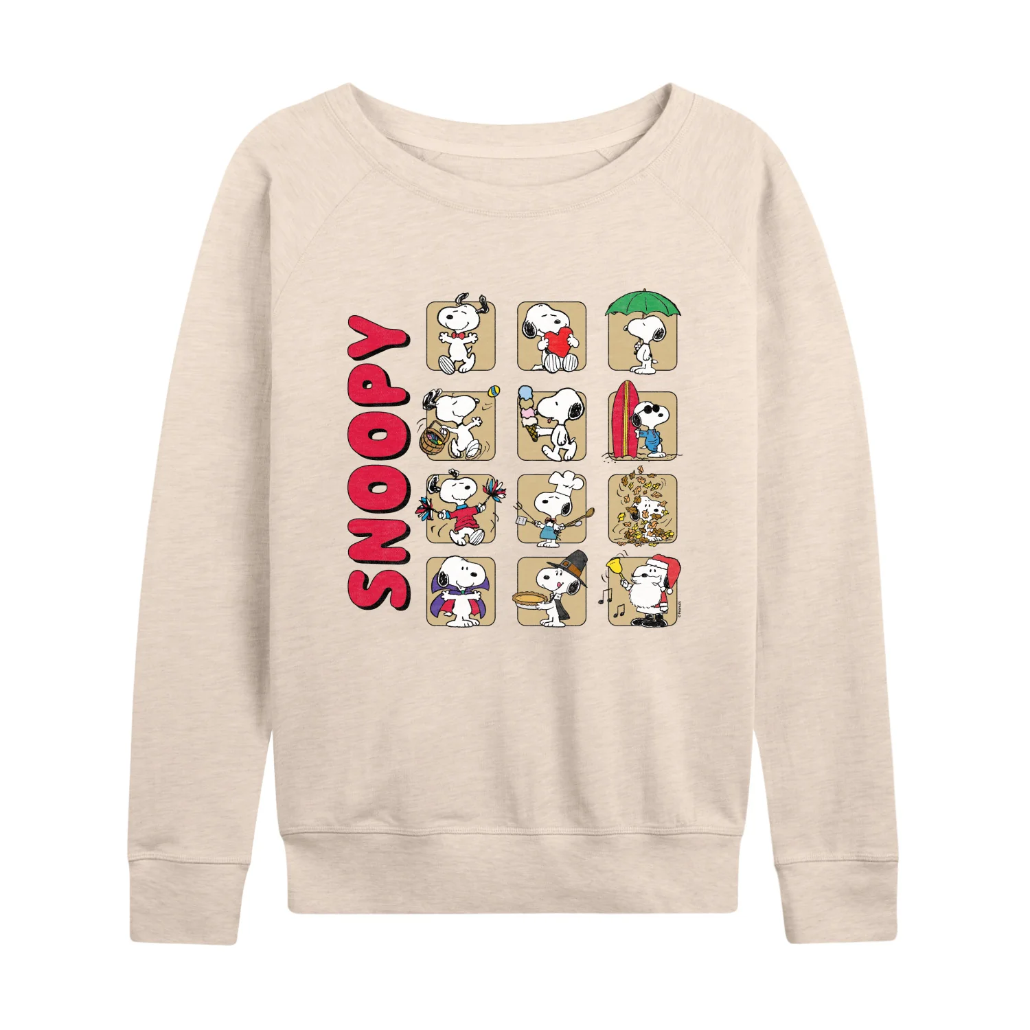 Peanuts - Snoopy Monthly - Women's French Terry Long Sleeve Pullover