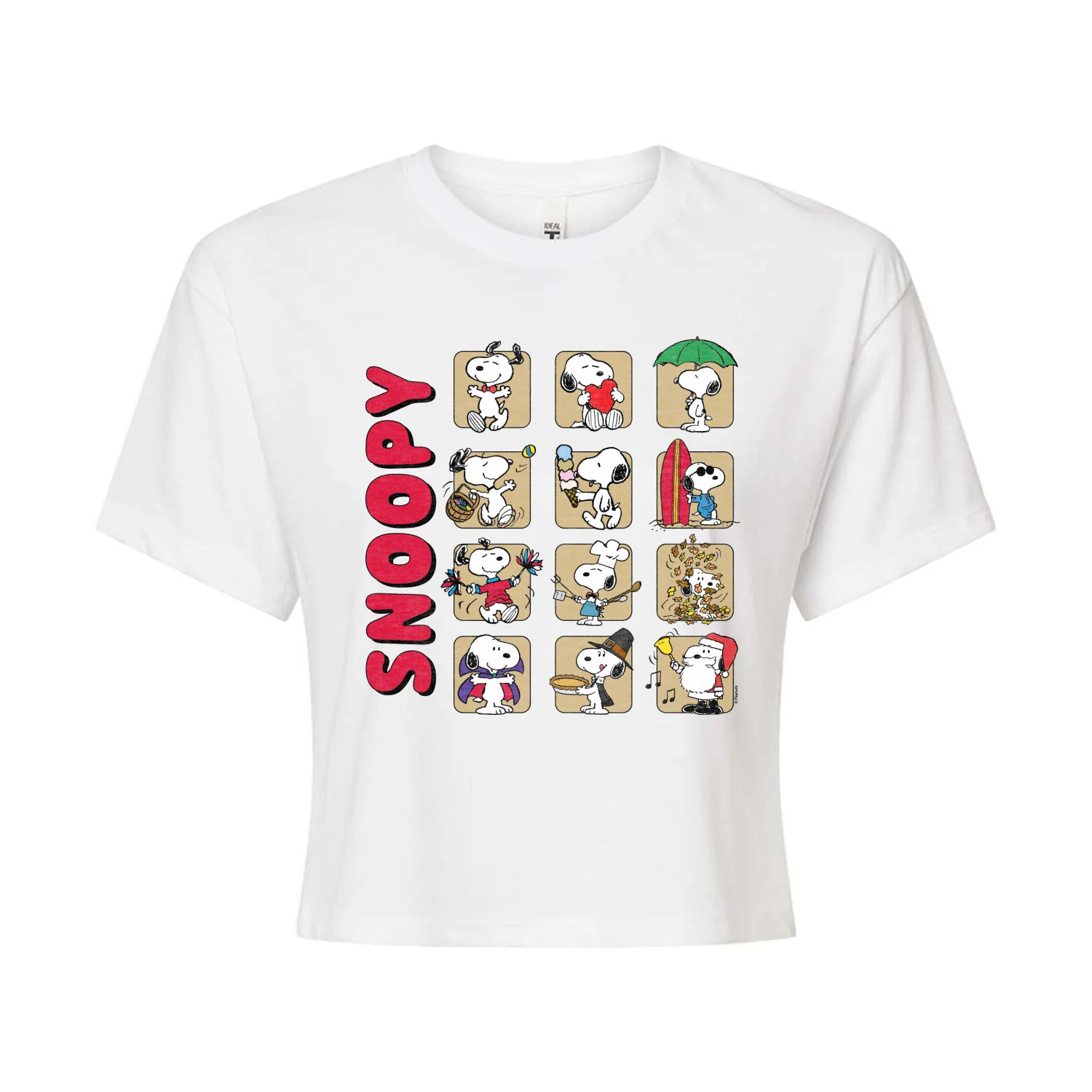 Peanuts - Snoopy Monthly - Juniors Cropped Graphic T-Shirt - Image 3